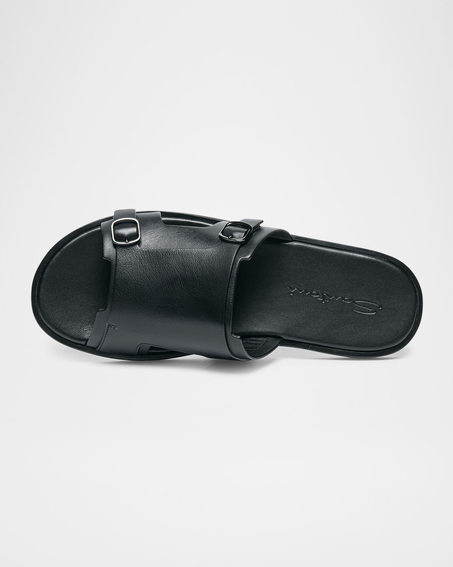 Men's Duo Leather Double-Buckle Slide Sandals Product Image