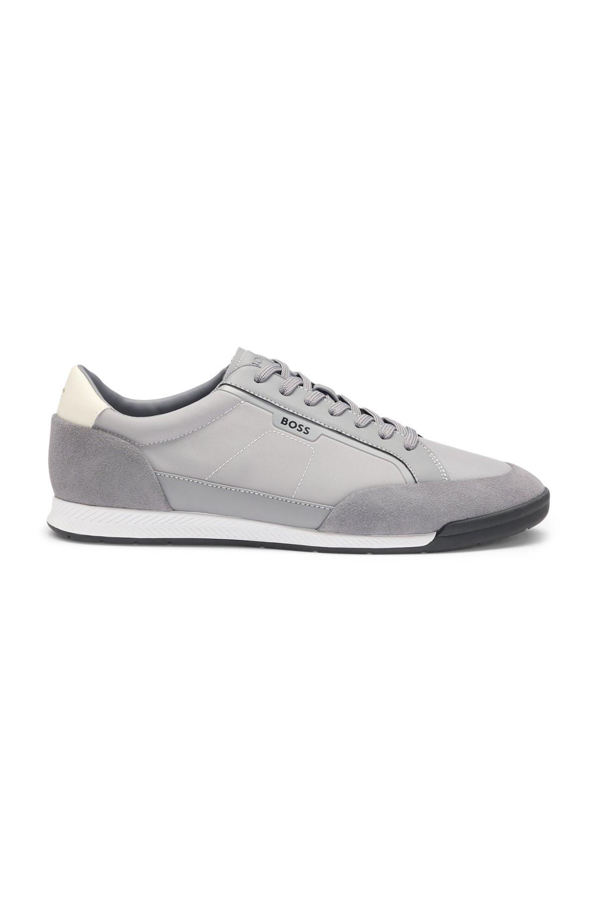 Low-top trainers with suede and faux leather Product Image