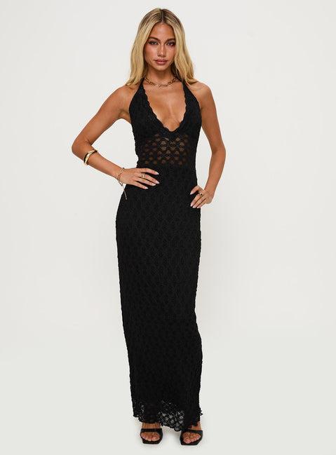 San Lorenzo Crochet Maxi Dress Black Product Image