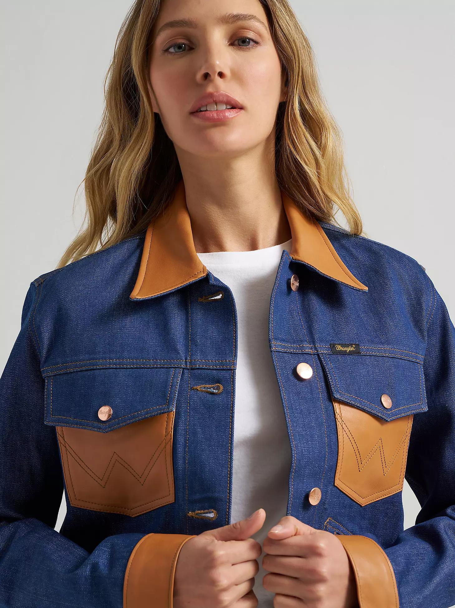 Dr. Scholl's x Wrangler Denim Leather Trim Jacket | Women's JACKETS & OUTERWEAR | Wrangler® Product Image