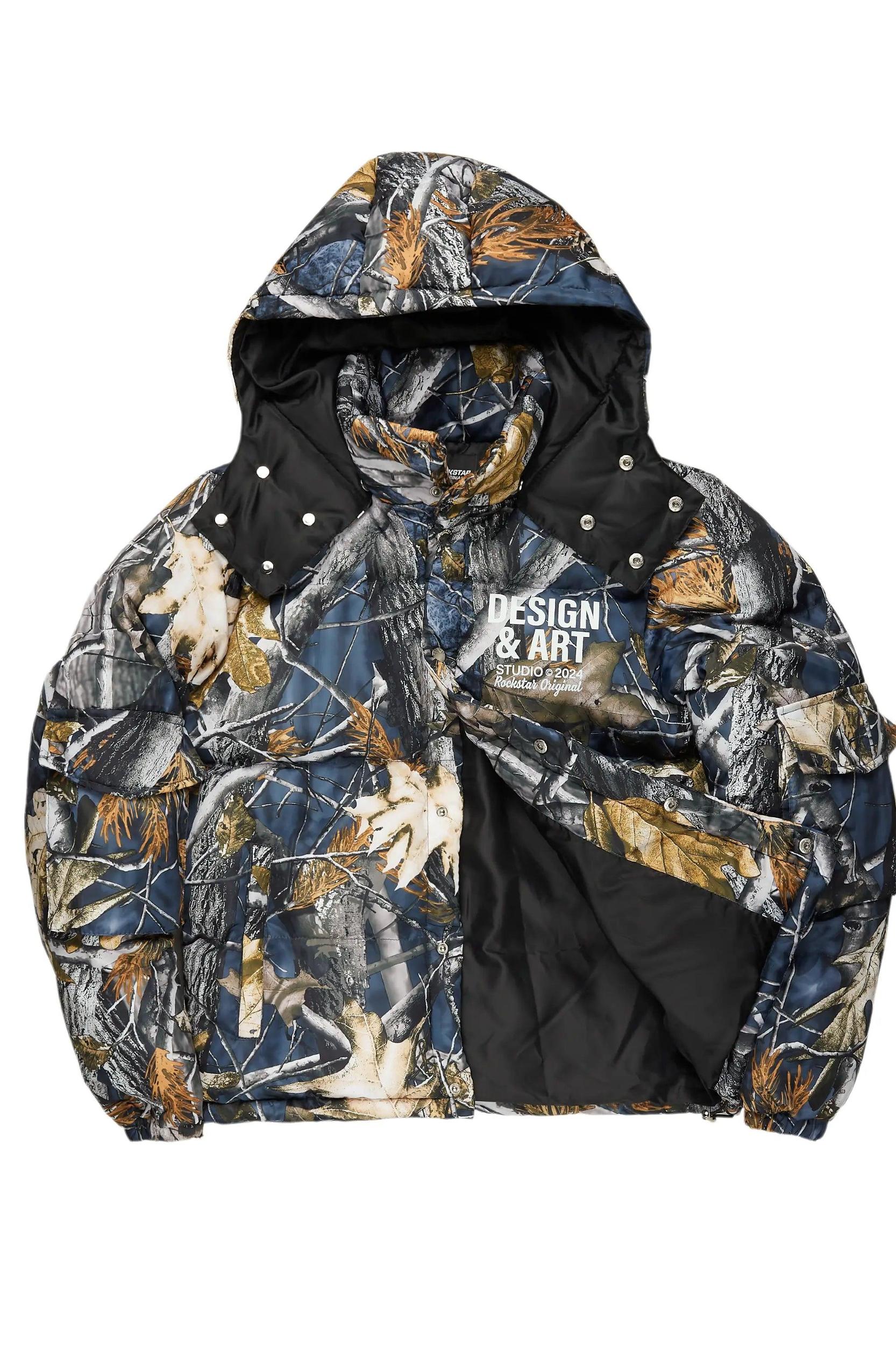 Bandik Black Tree Camo Puffer Jacket Male Product Image
