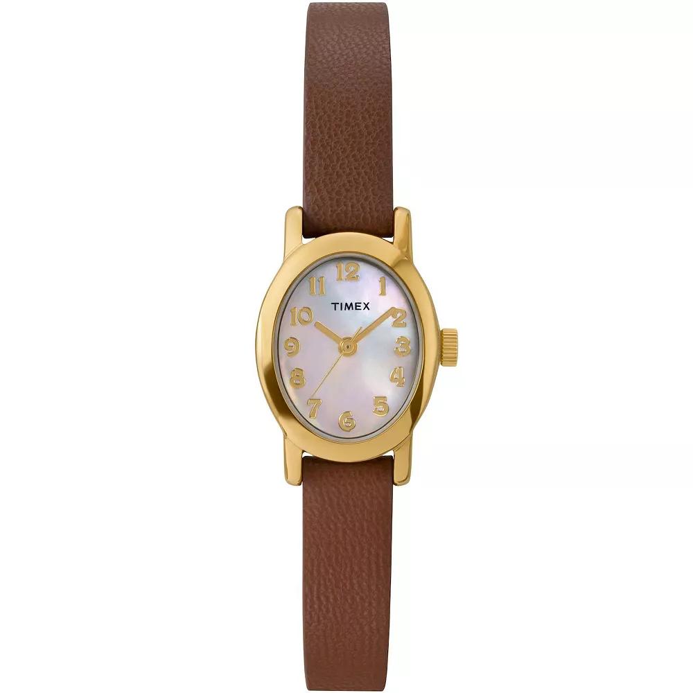 Timex® Cavatina Women's Leather Strap Watch - TW2W82500JT, Size: 18MM, Brown Product Image