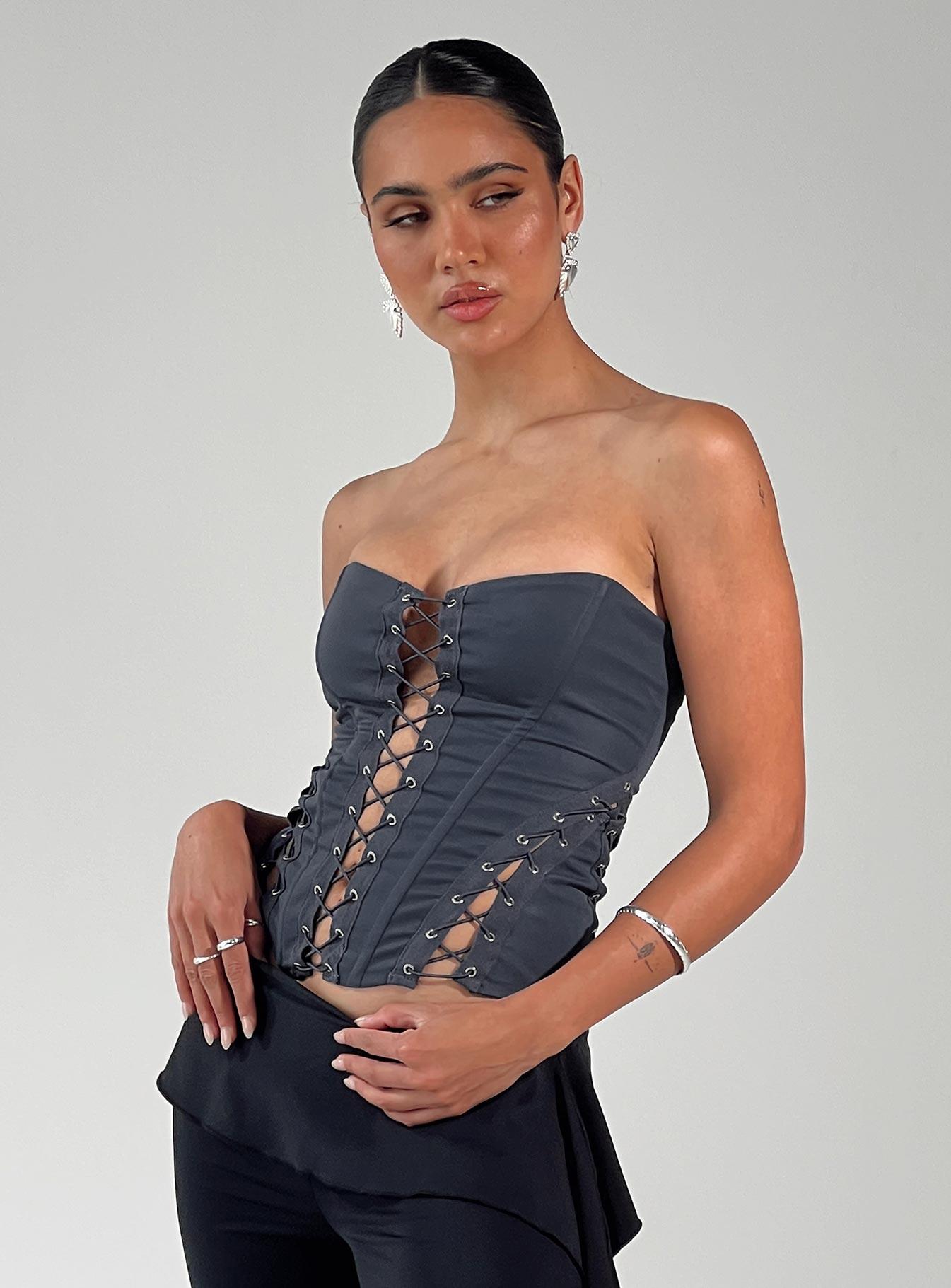 Eden Lace Up Corset Blue Product Image