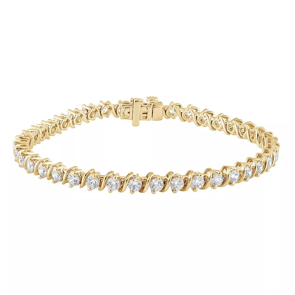 Gemstone Brilliance Round Lab-Created White Sapphire Tennis Bracelet, Women's, Size: 7", Gold Tone Product Image