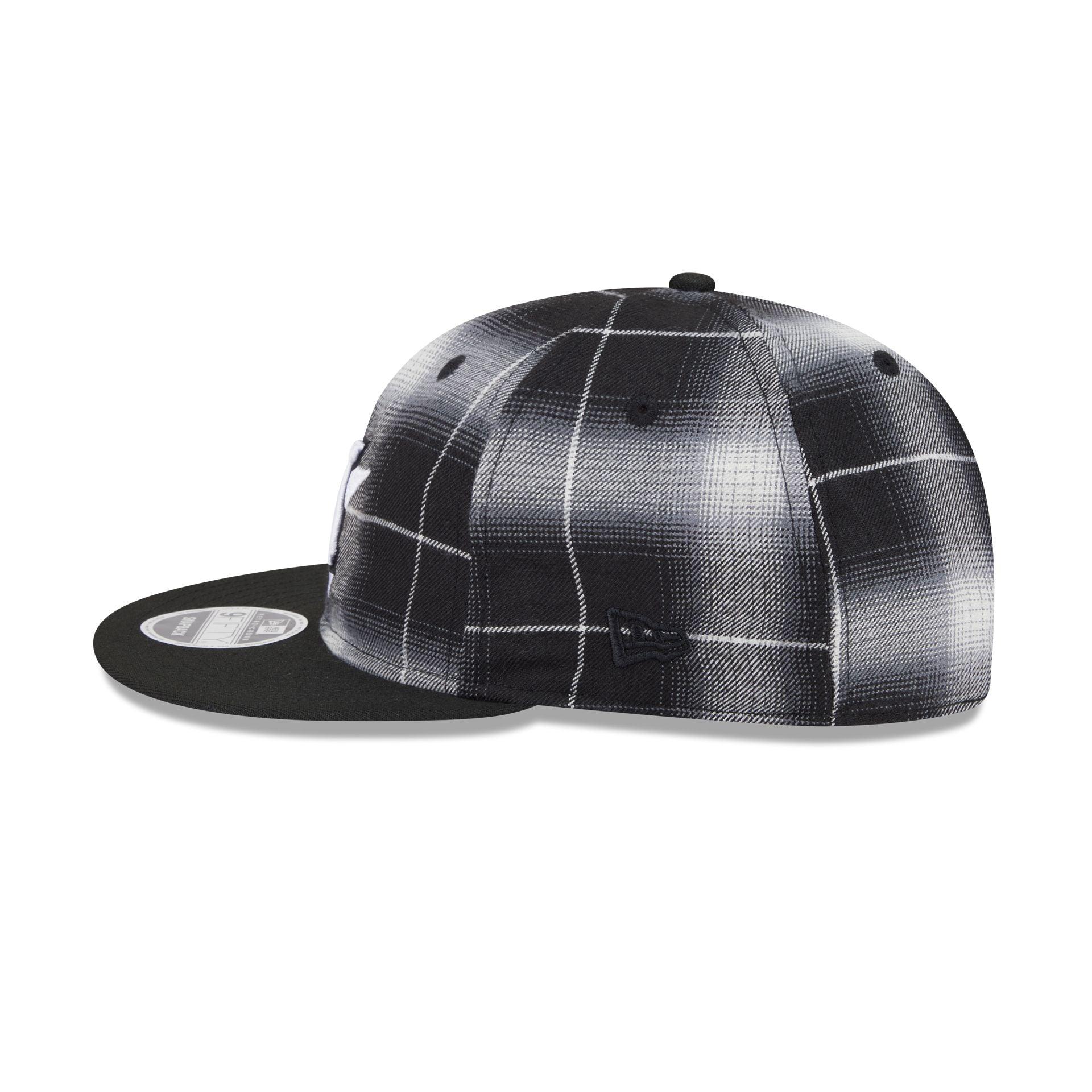 Houston Astros Black and White Plaid Retro Crown 9FIFTY Snapback Hat Male Product Image