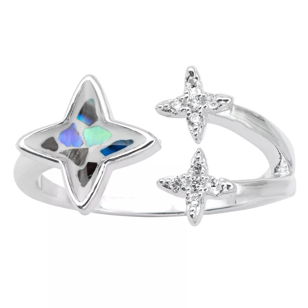 City Luxe Silver Tone Abalone Heart Ring, Womens Silver Tone Albalone Product Image