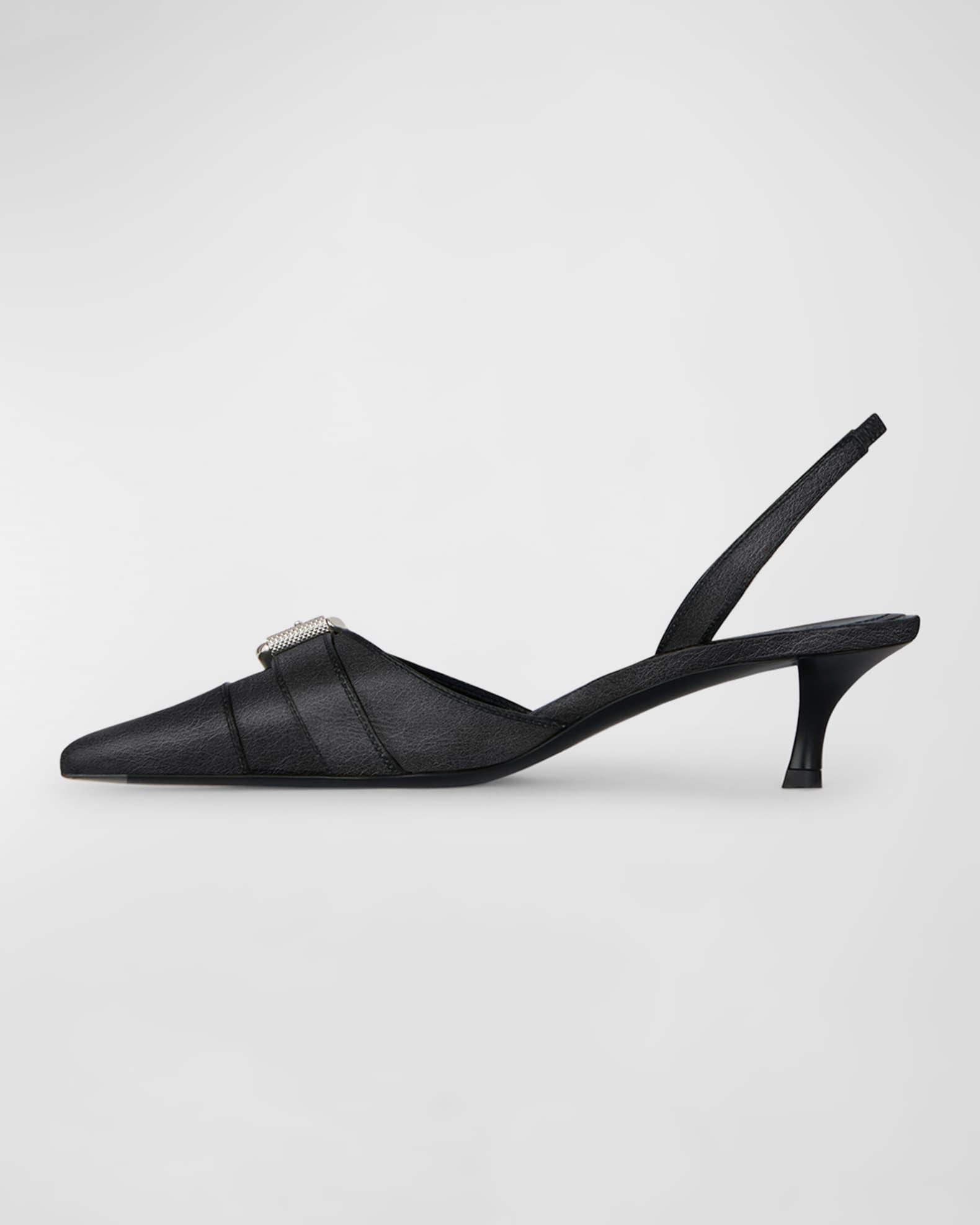 Voyou Leather Buckle Slingback Pumps Product Image