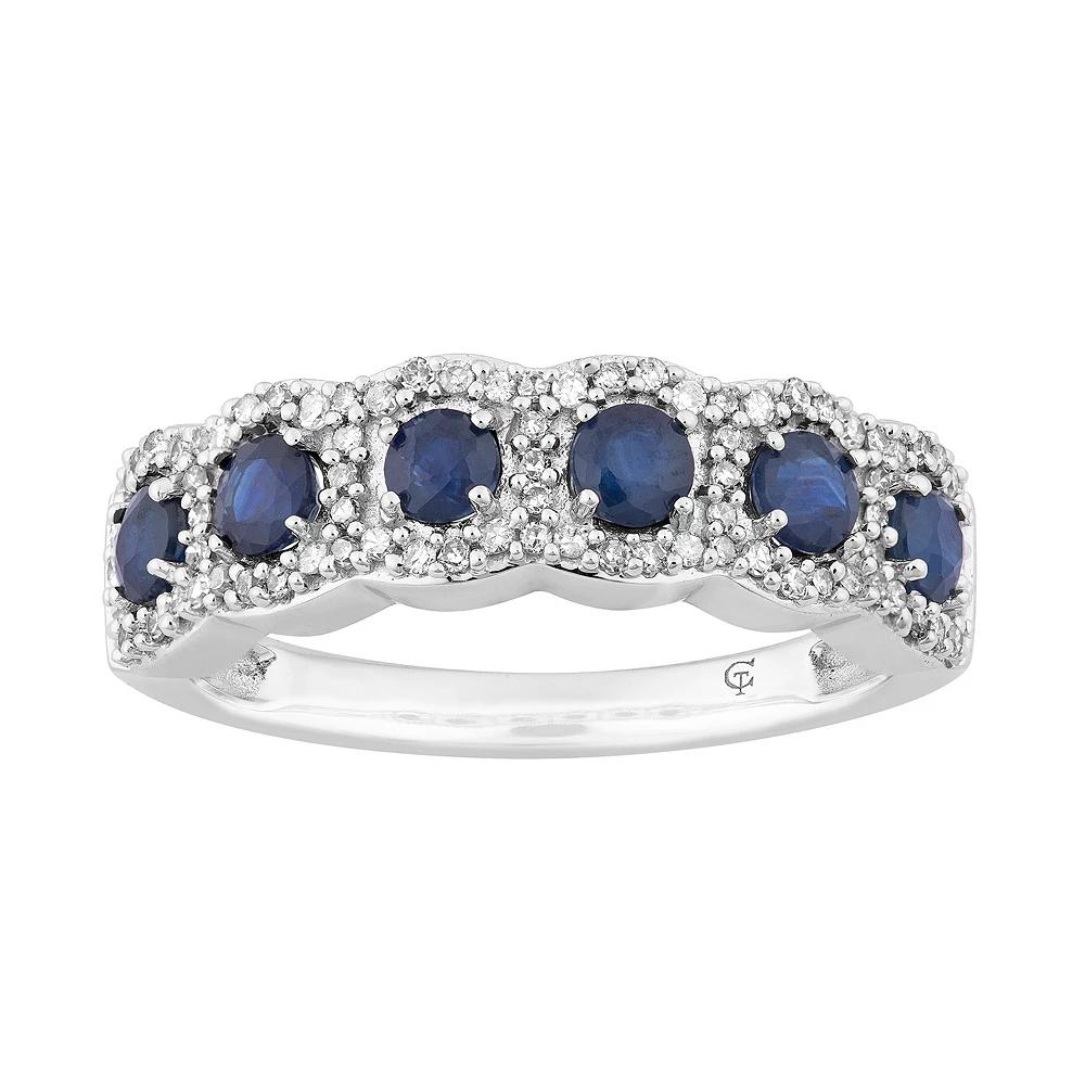 LOVEABLES 10k White Gold Sapphire & 1/4 Carat T.W. Diamond 6-Stone Ring, Women's, 10k Whgold Product Image