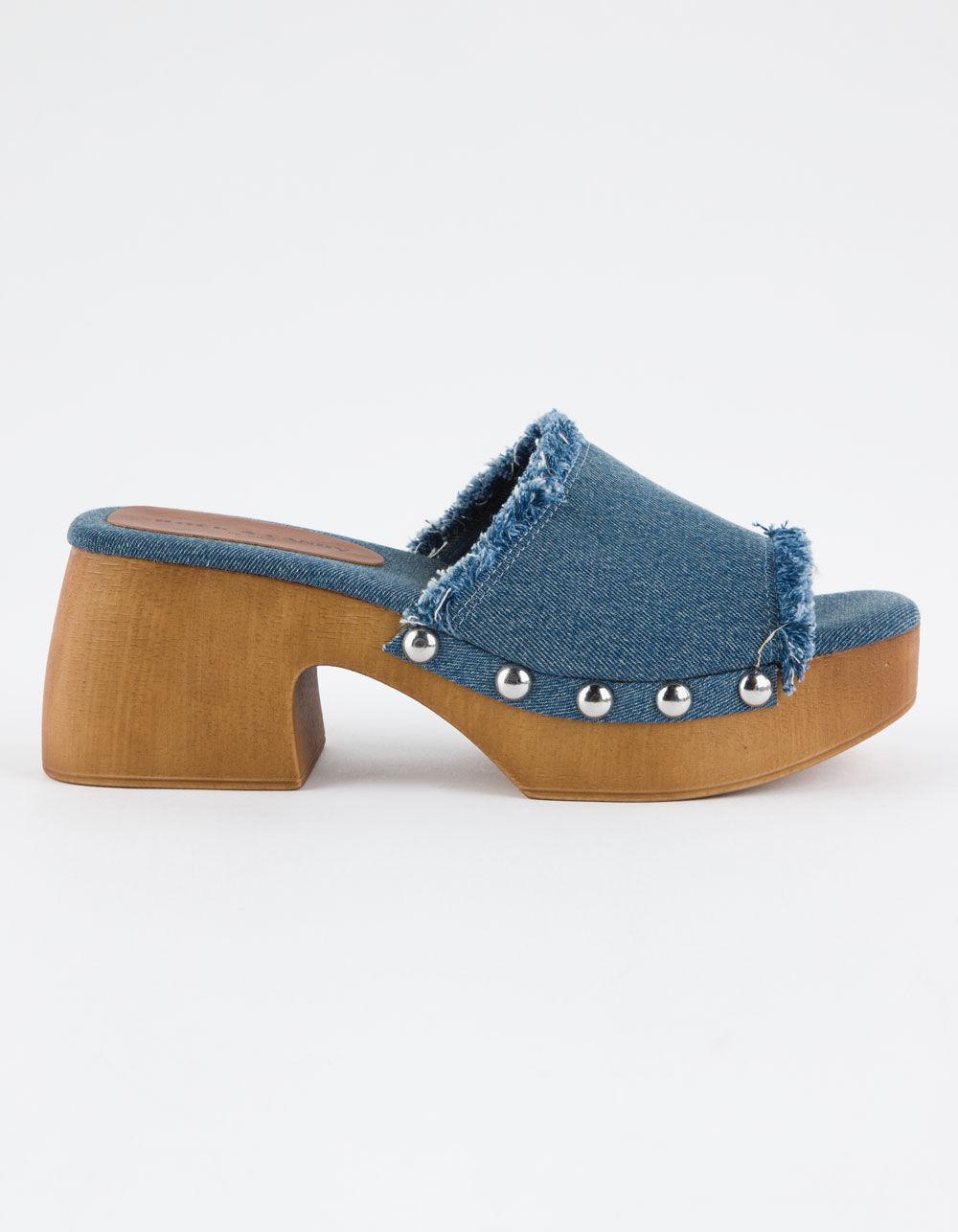 ROCK & CANDY Noelia Womens Platform Slide Sandals - BLUE DENIM Product Image