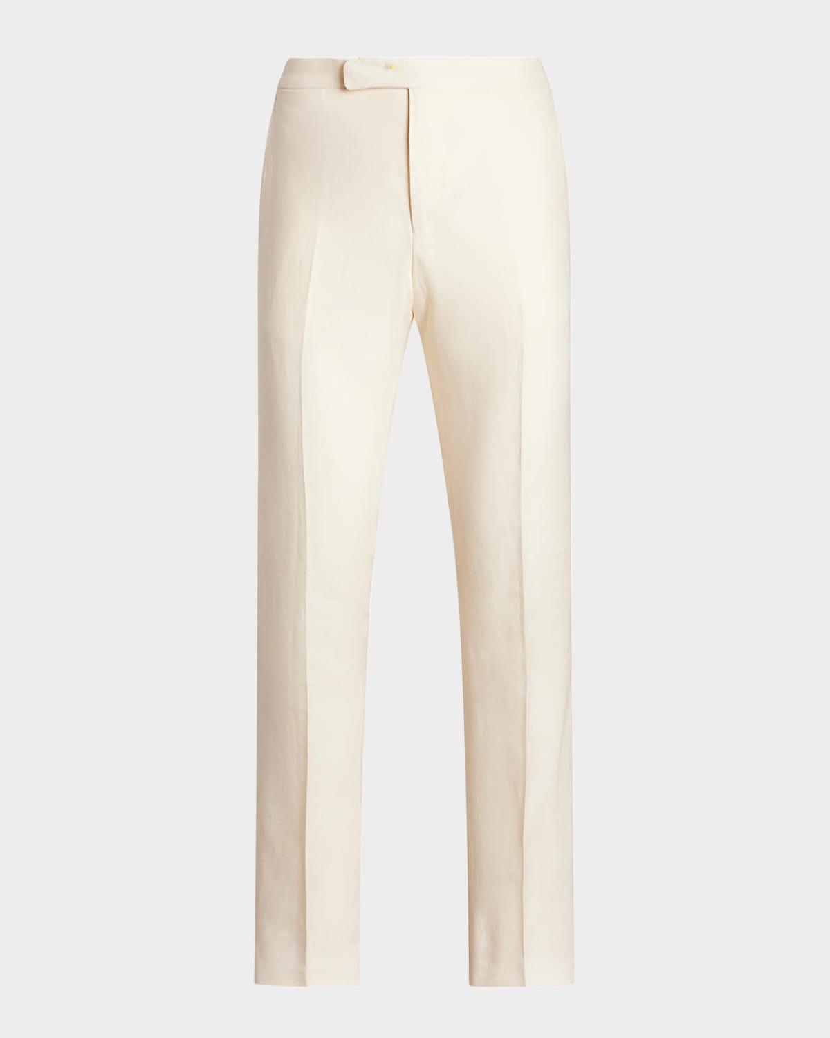 Mens Flat-Front Linen Trousers Product Image
