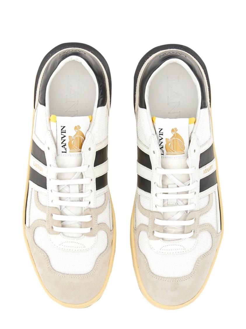 LANVIN Black And White Leather Clay Low Mesh Sneakers Product Image