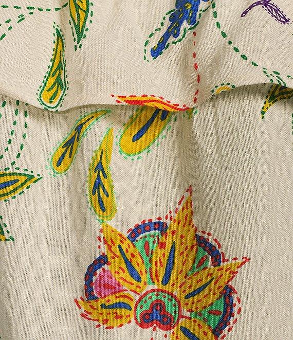 Sugarlips Linen Floral Print Off the Shoulder Short Sleeve Top Product Image