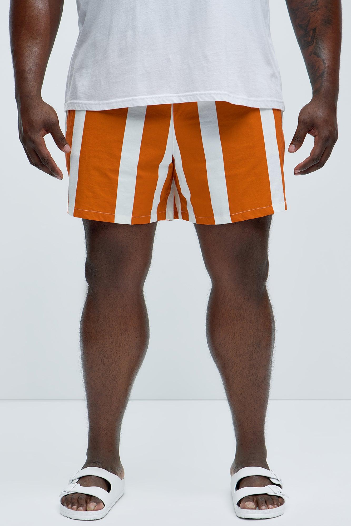 Terracotta Stripes Swim Mid Trunk - Orange Product Image