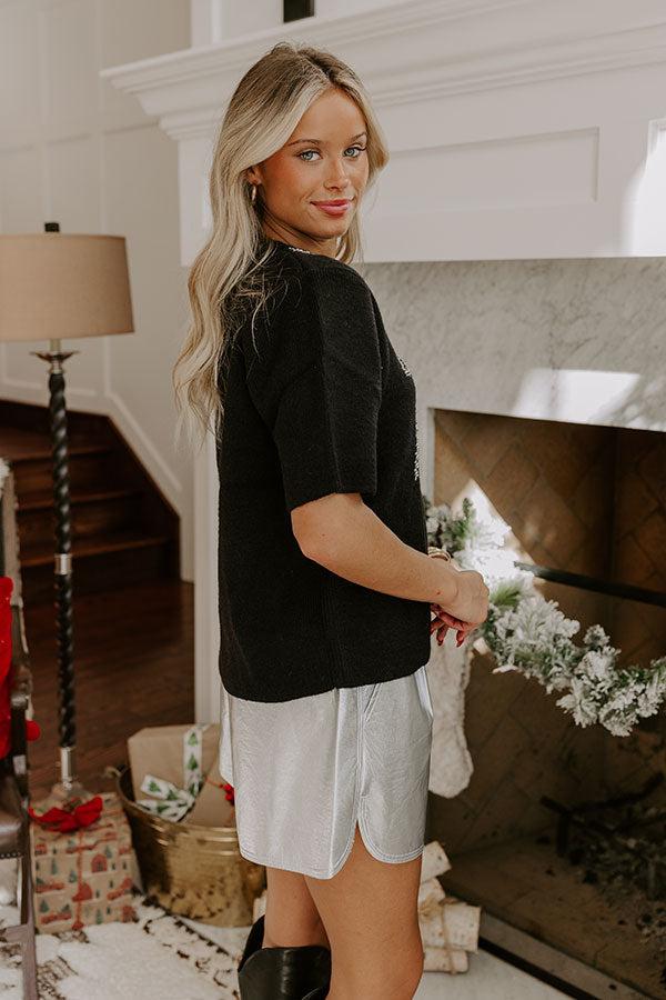 Holiday Fun Embellished Knit Top in Black Product Image