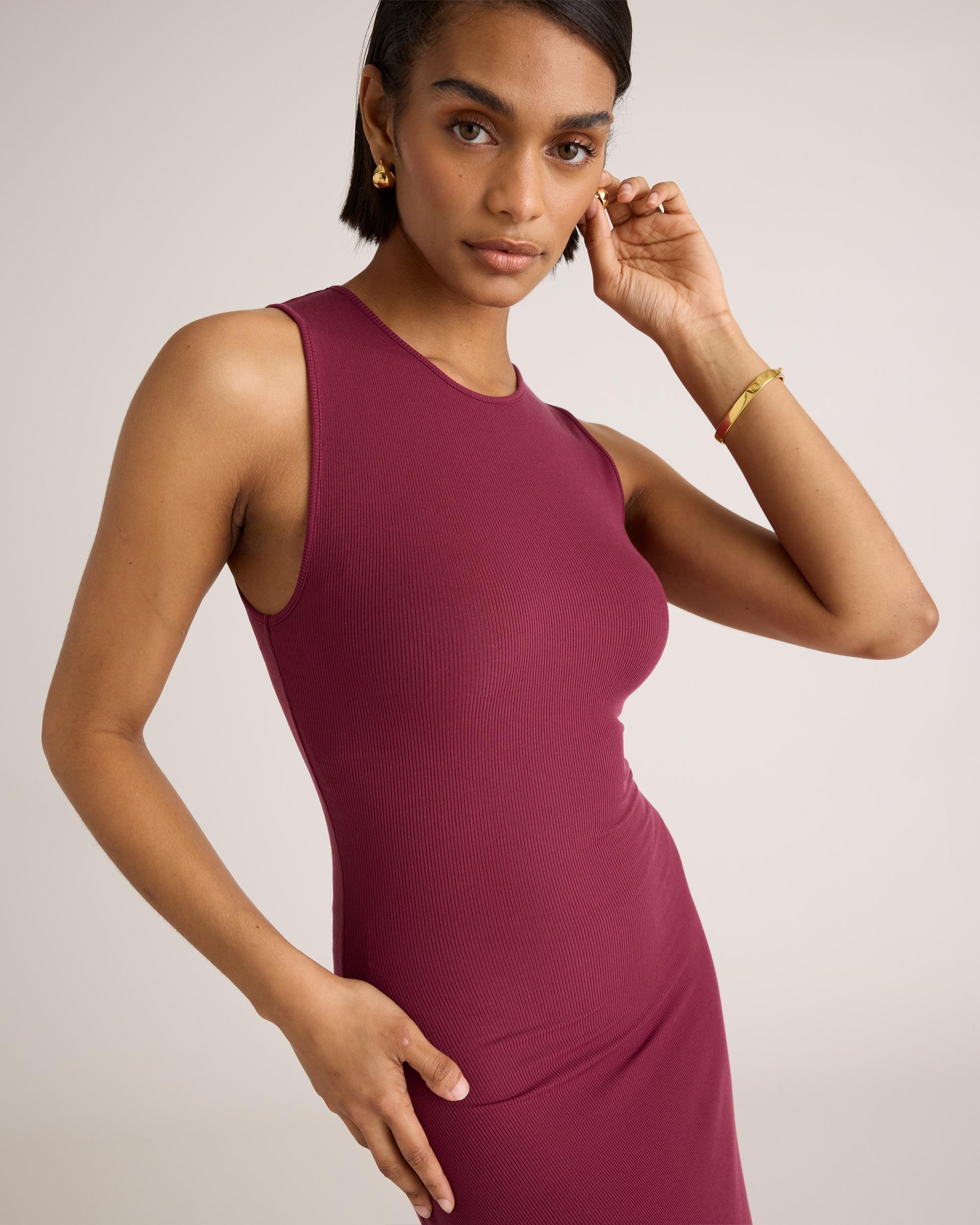 Quince | Women's Tencel Rib Knit Tank Top Midi Dress Product Image