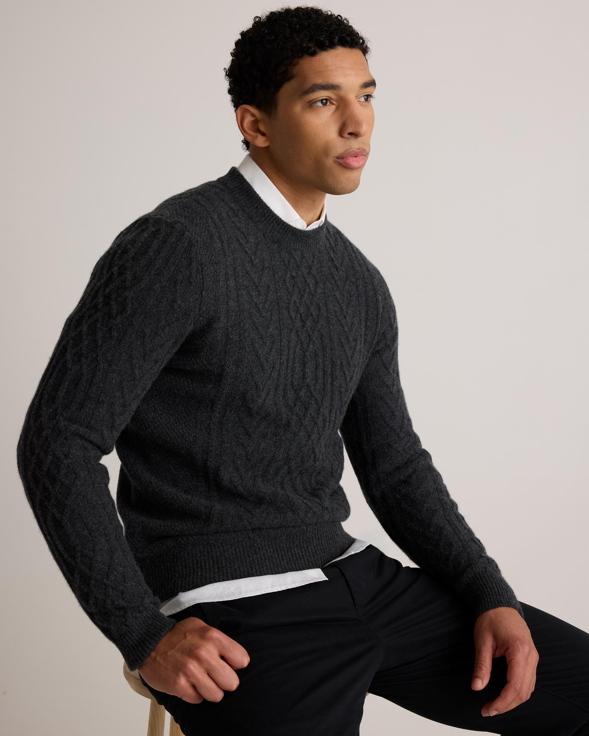 Quince | Men's Mongolian Cashmere Cable Crewneck Sweater Product Image