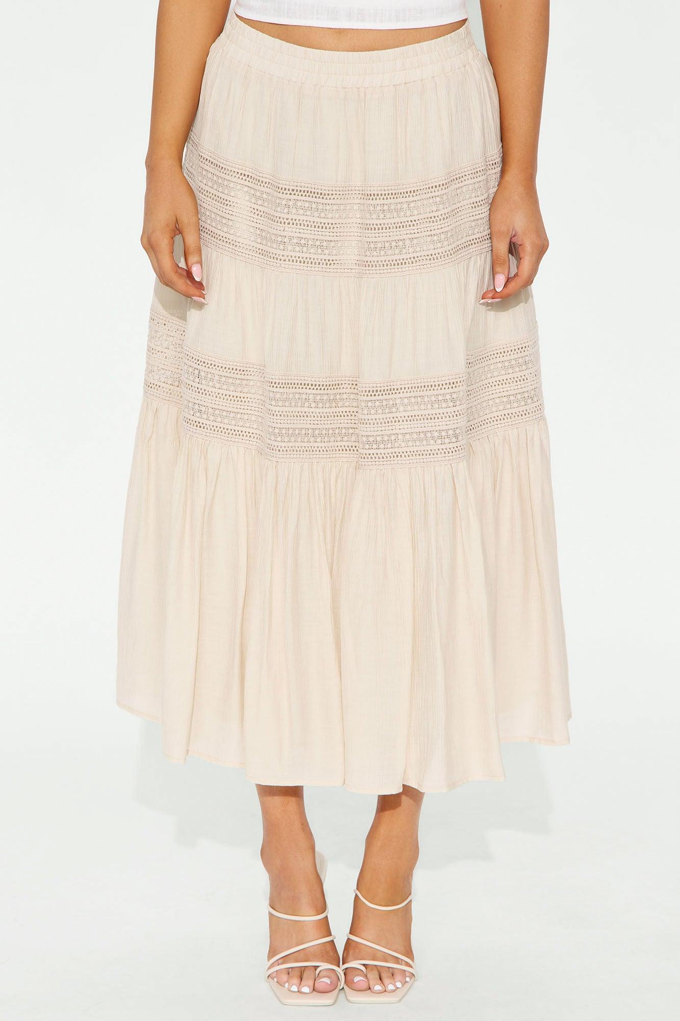 Vivienne Tiered Gauze Midi Skirt - Ivory Product Image