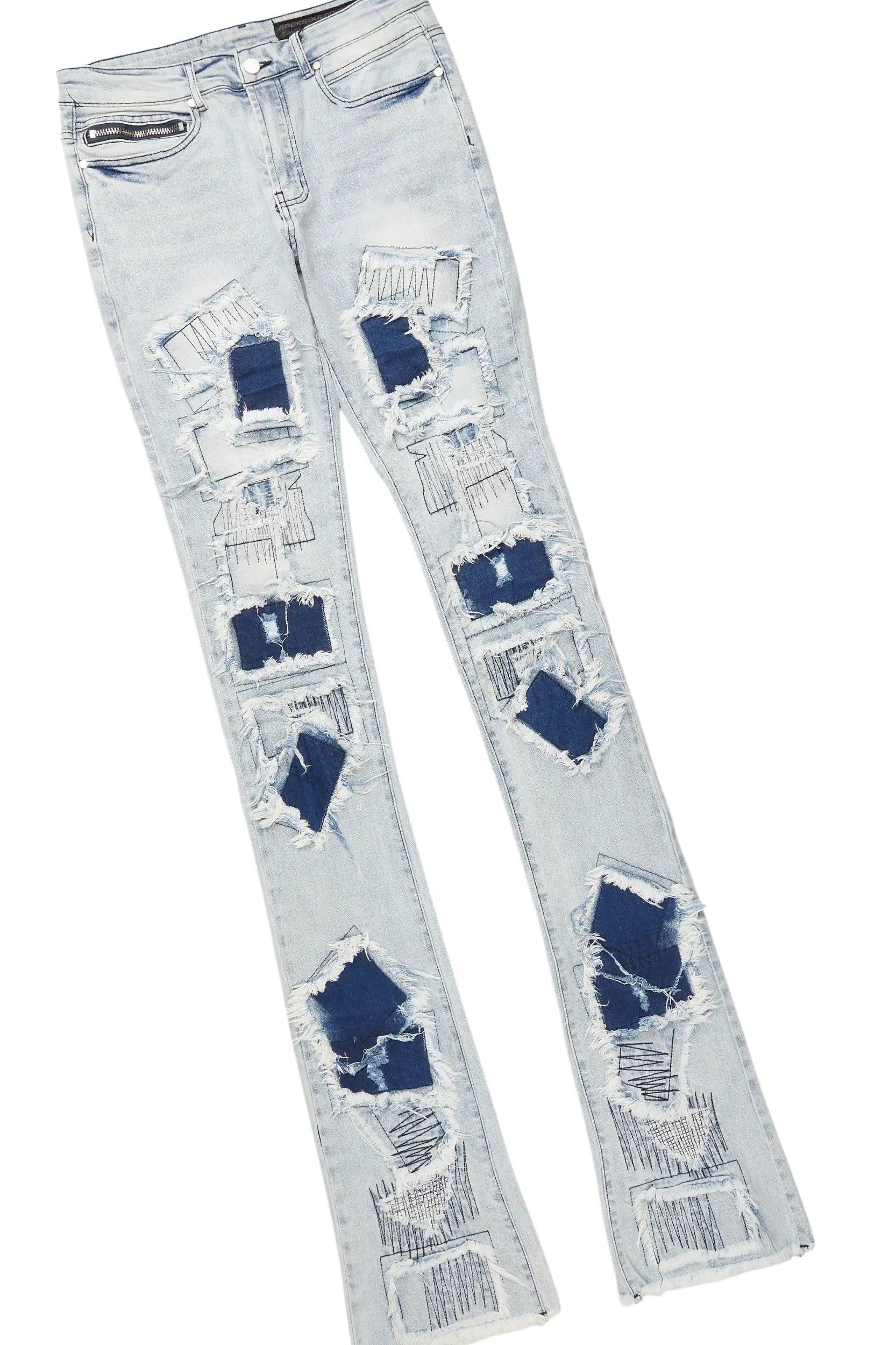 Fields Royal/Light Blue Hoodie/Super Stacked Flare Jean Bundle Male Product Image