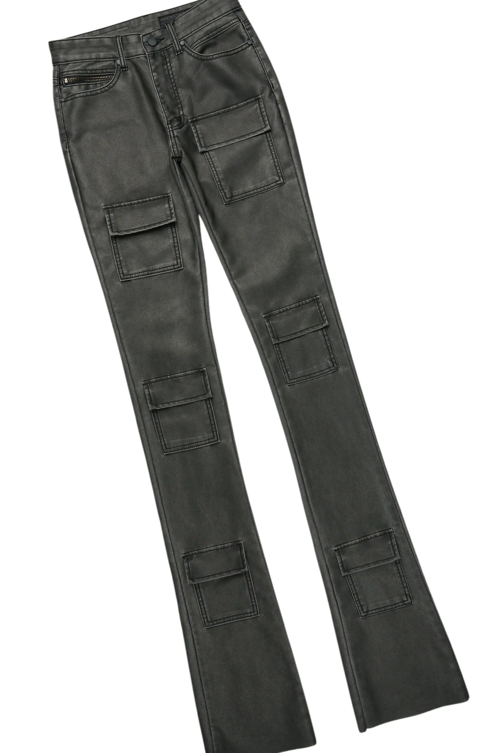 Fields Black/Purple Double Layer T-Shirt & Petrus Stacked Flare PU Jean Bundle Male Product Image