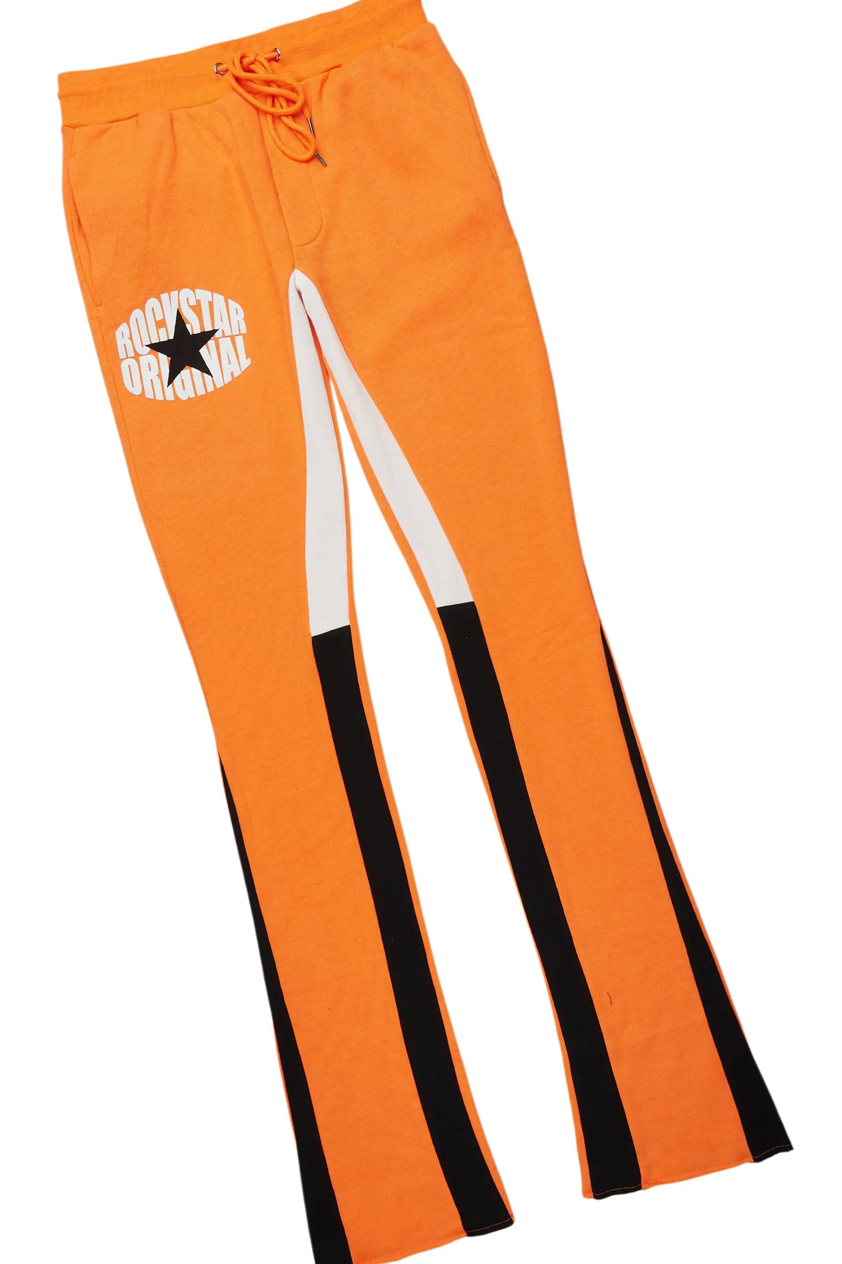 States Orange Hoodie Stacked Flare Track Set Male Product Image