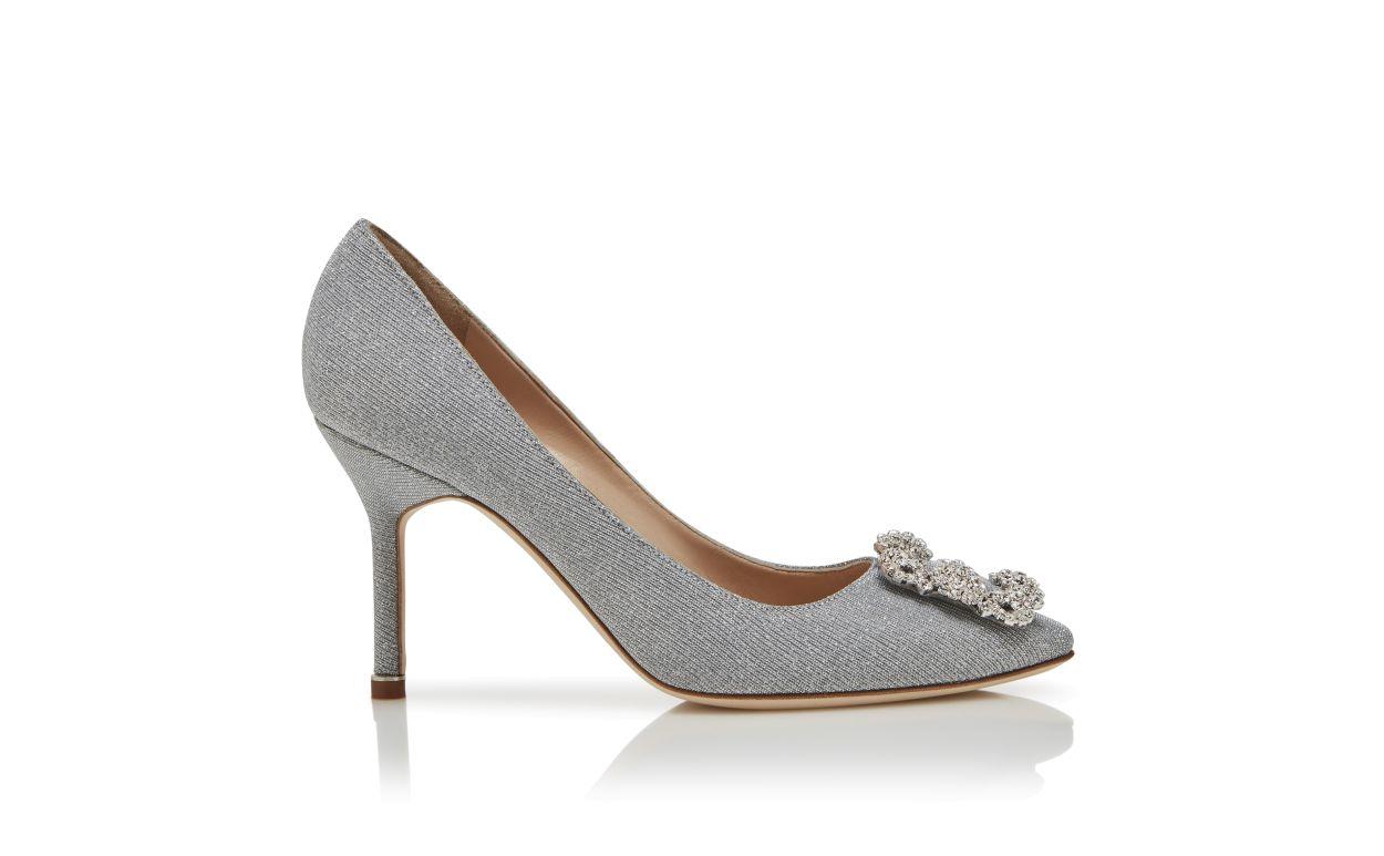 HANGISI GLITTER 90 Silver Glitter Fabric Jewel Buckle Pumps Product Image