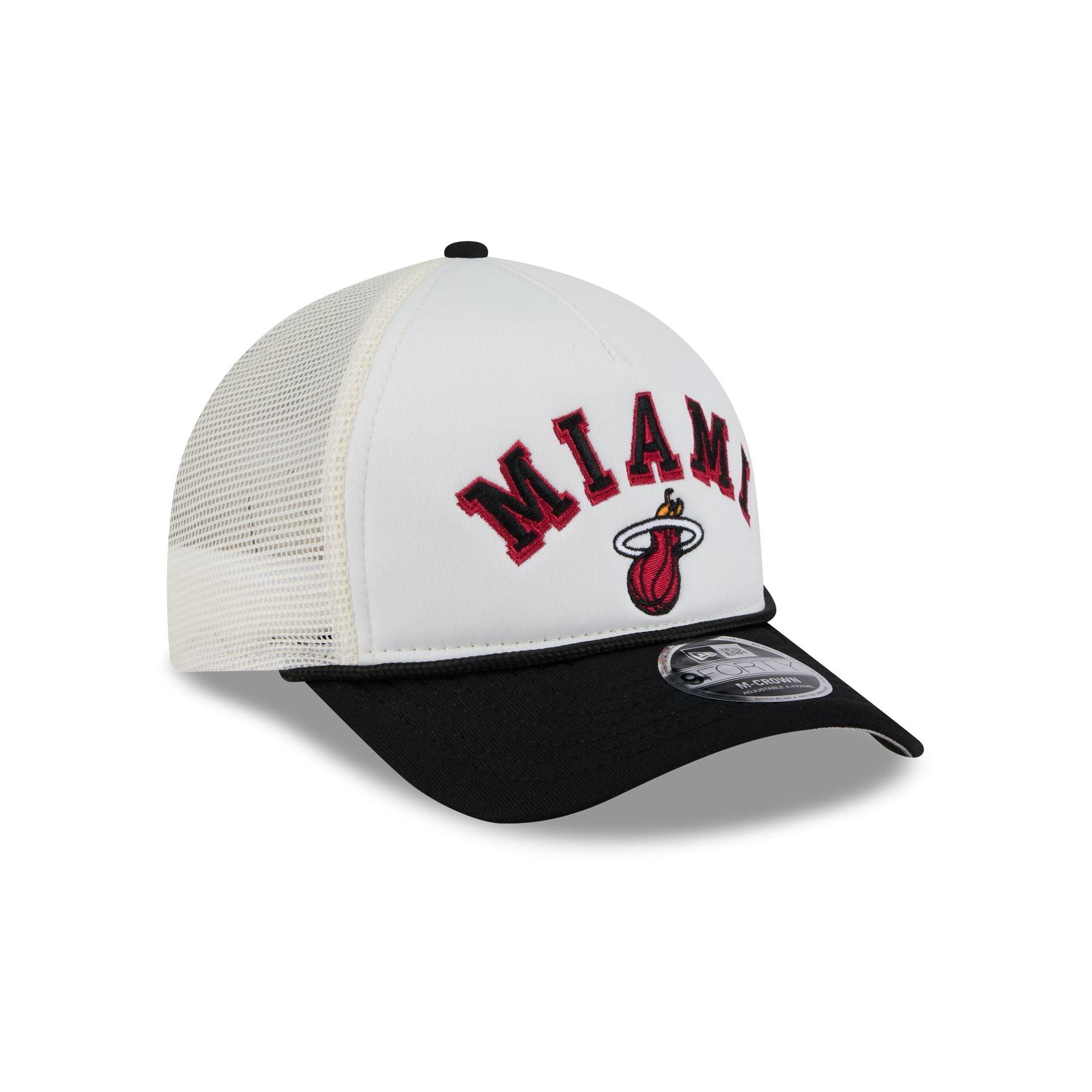 Miami Heat Chrome Arch 9FORTY M-Crown A-Frame Trucker Hat Male Product Image