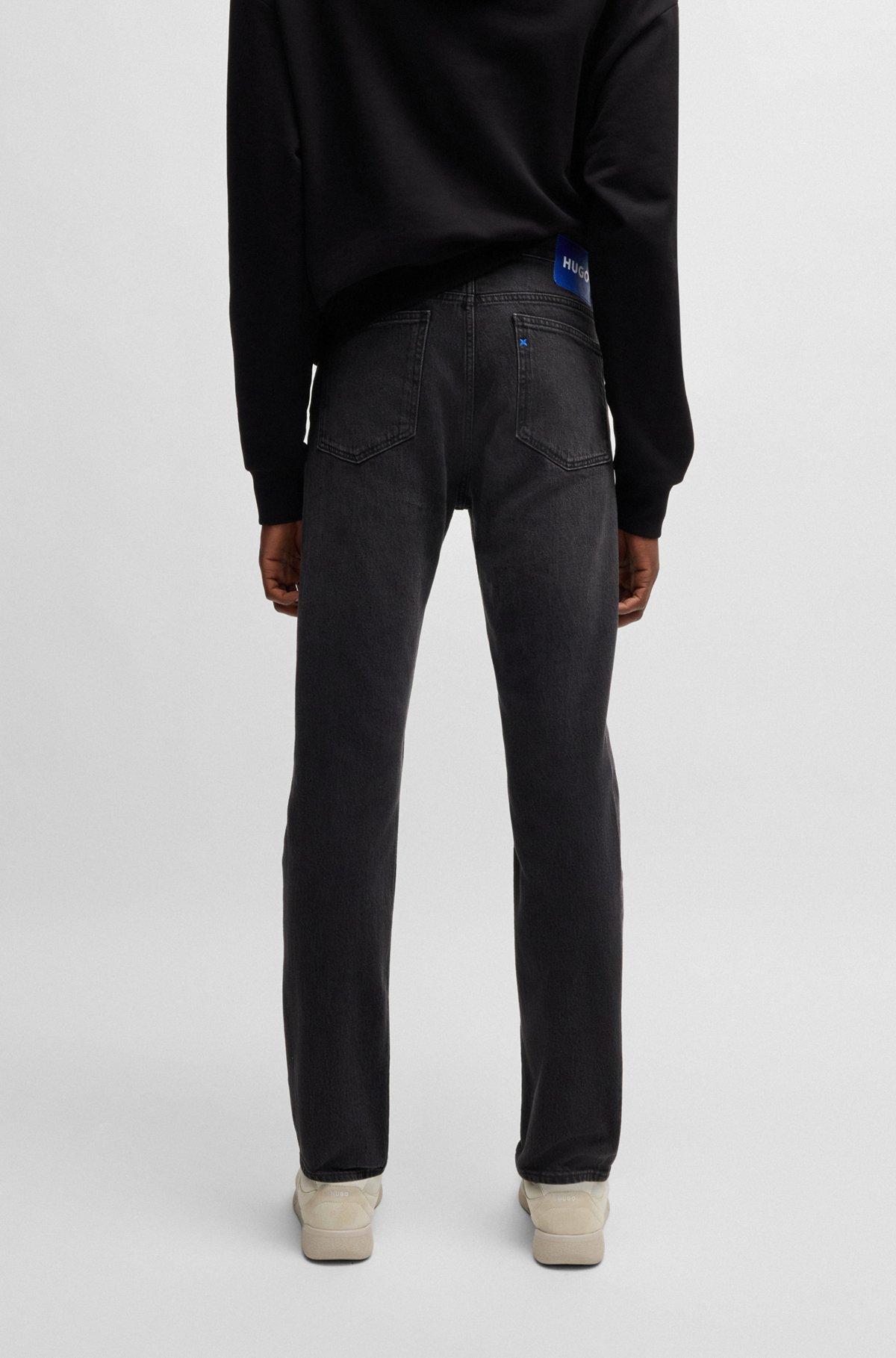 HUGO - Slim-fit jeans in black stretch denim - Dark Grey Product Image