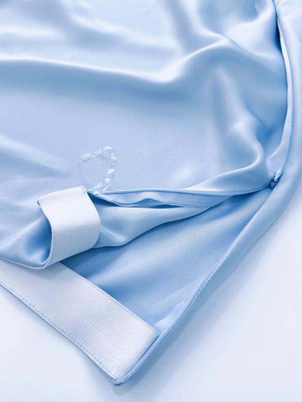 Loose Solid Color Split-Joint Boat Neck Long Sleeves Blouse & Shirt + Skirt Two Pieces Set Product Image