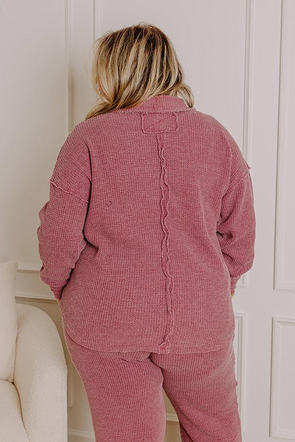 Cozy Haven Vintage Wash Knit Top in Sangria Curves Product Image