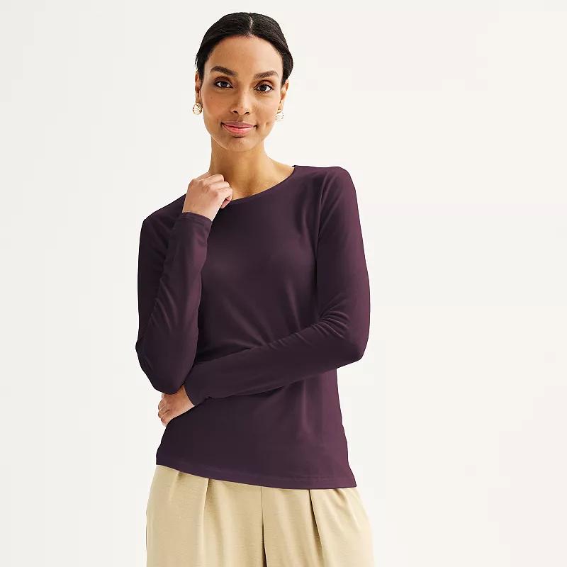 Women's Nine West Essential Long Sleeve Crewneck Shirt,  Product Image