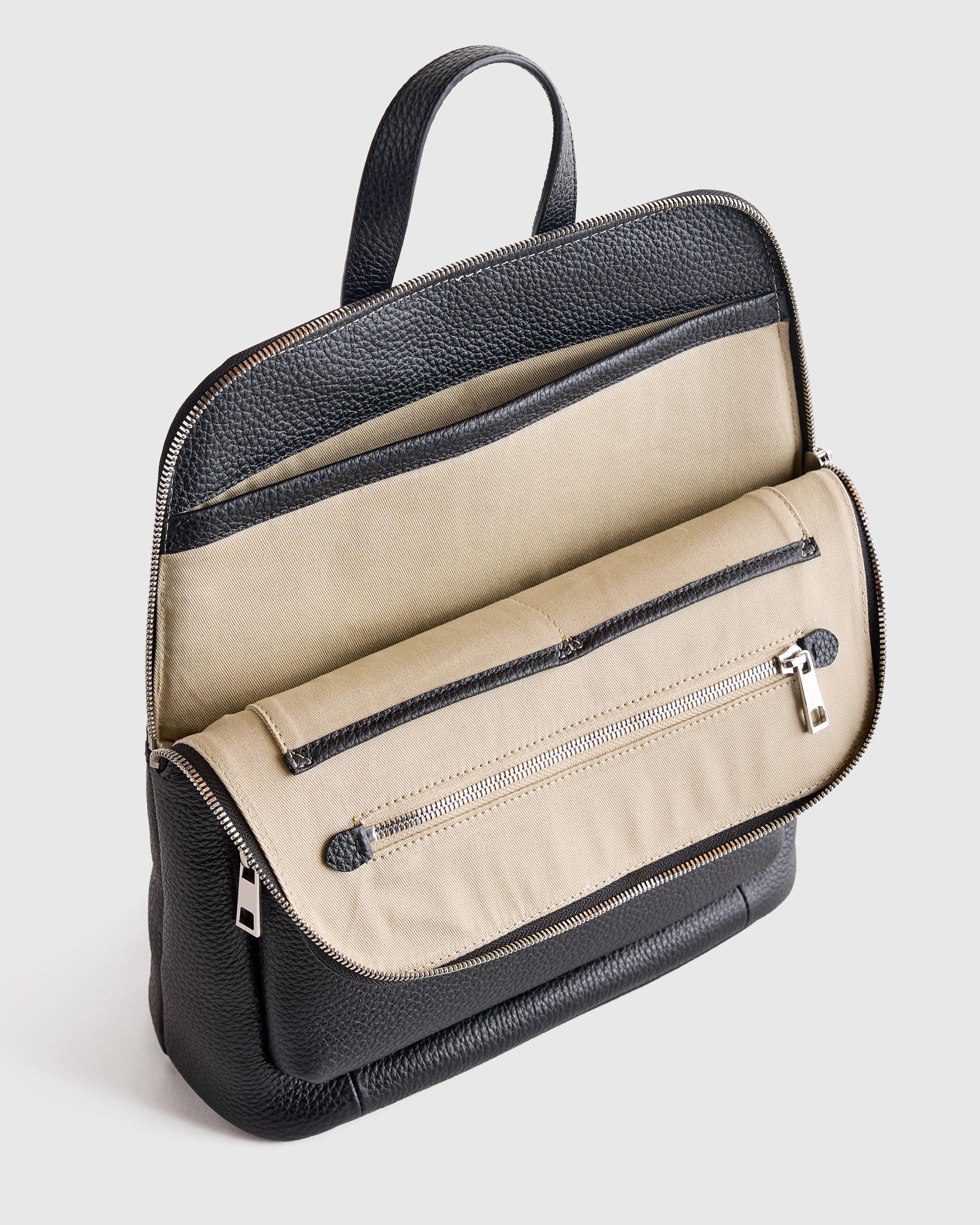 Quince | Women's Italian Leather Convertible Backpack in Black Product Image