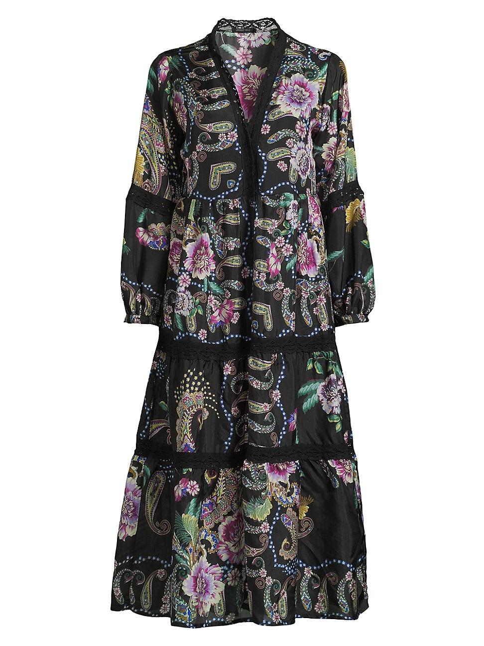 Womens Leda Floral Silk V-Neck Maxi Dress Product Image