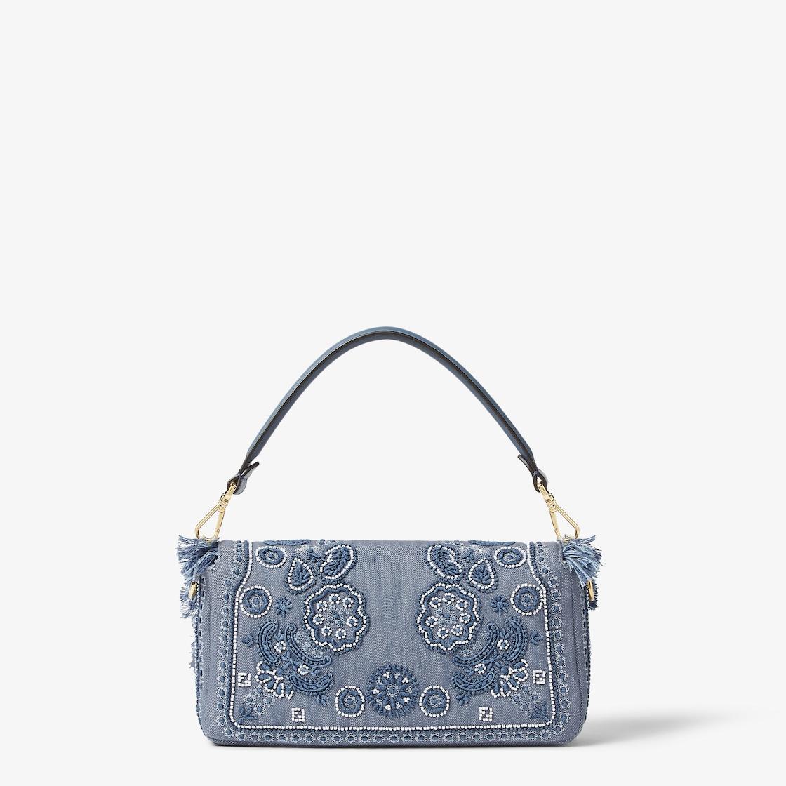 BaguetteDenim bag with Coral Bandana embroidery Product Image