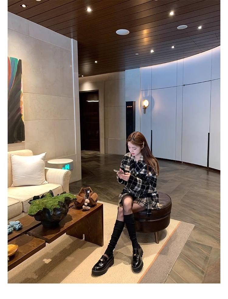 Platform Plain Genuine Leather Penny Loafers Product Image