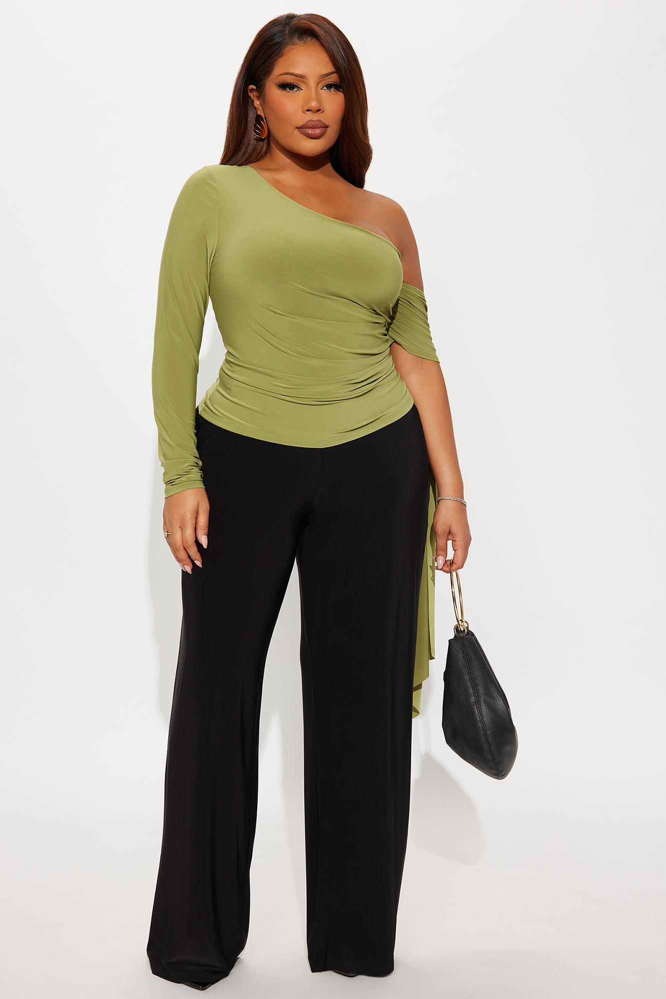 Paola Ruched Off Shoulder Top - Sage Female Product Image