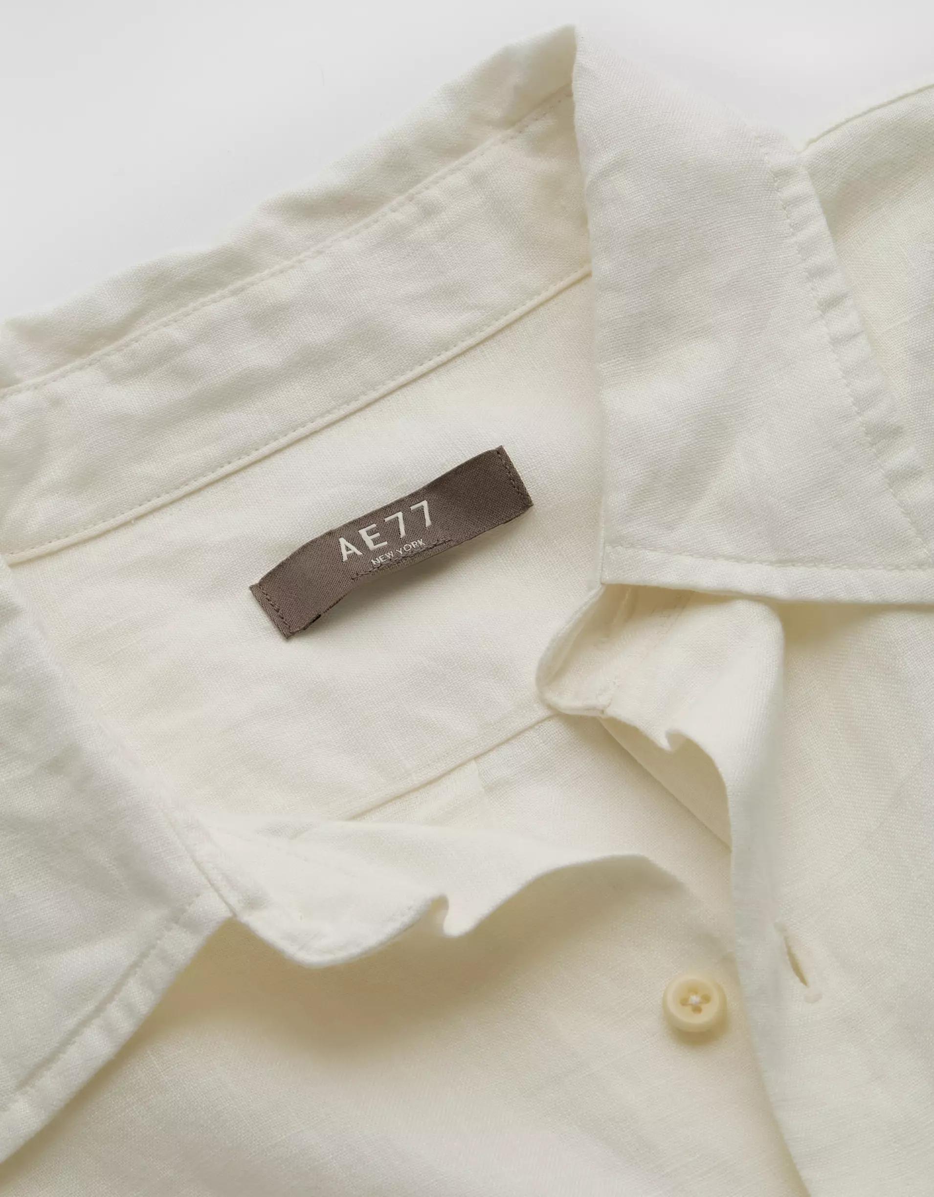 AE77 Premium Relaxed Linen Button-Up Shirt Product Image