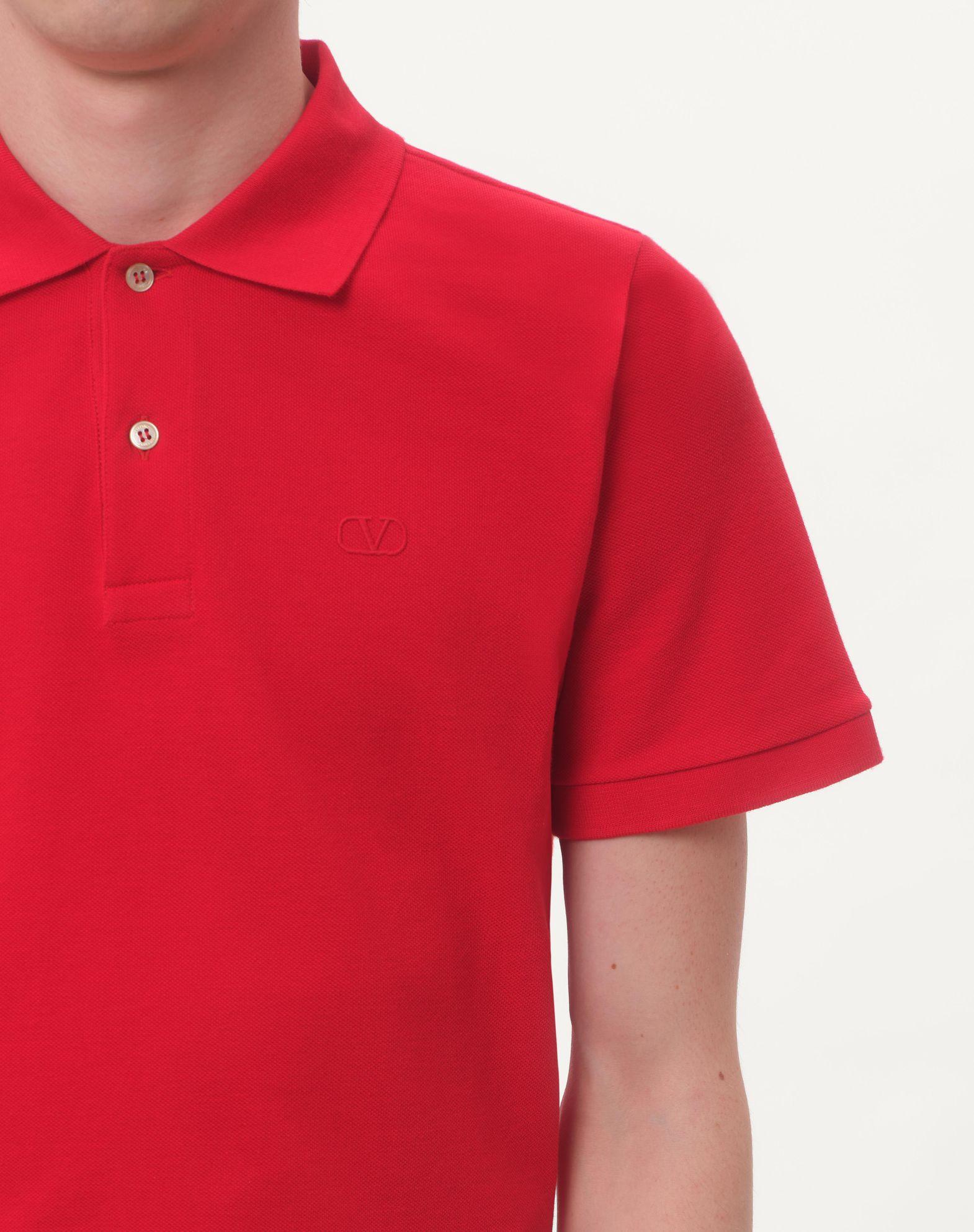 Cotton Piqué Polo Shirt With Vlogo Embroidery Product Image