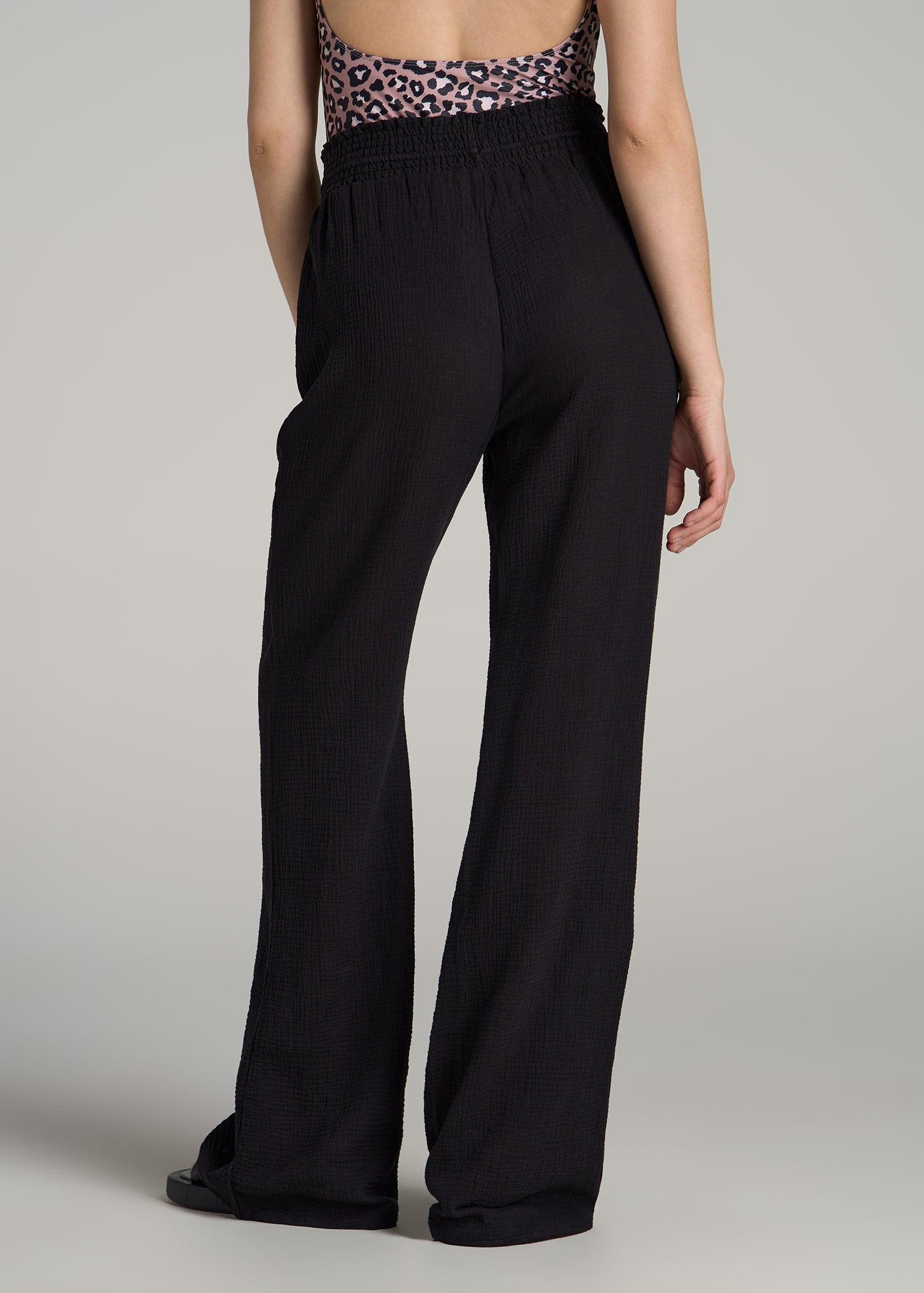 Gauze Cover Up Pants for Tall Women in Black Female Product Image