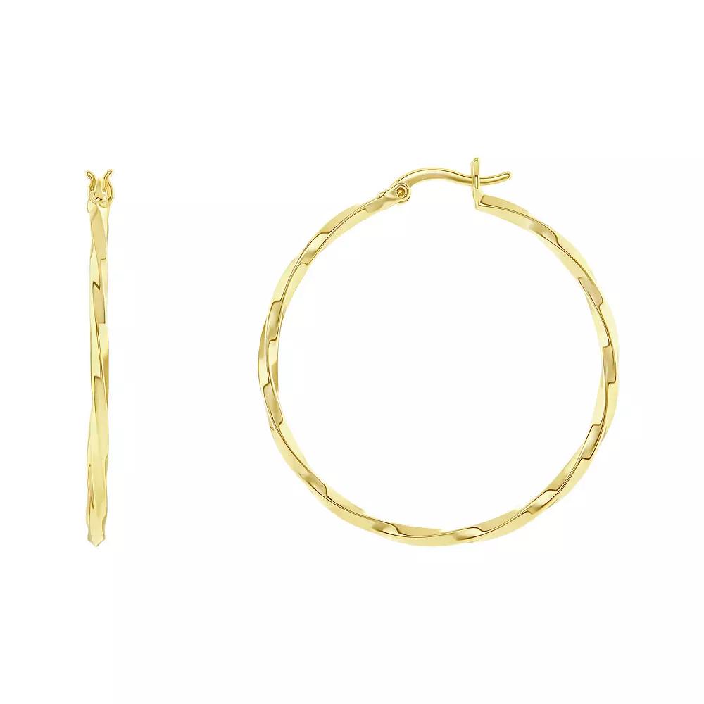 PRIMROSE Polished Twisted Hoop Earrings, Women's, Size: 40 mm, Gold Tone Product Image