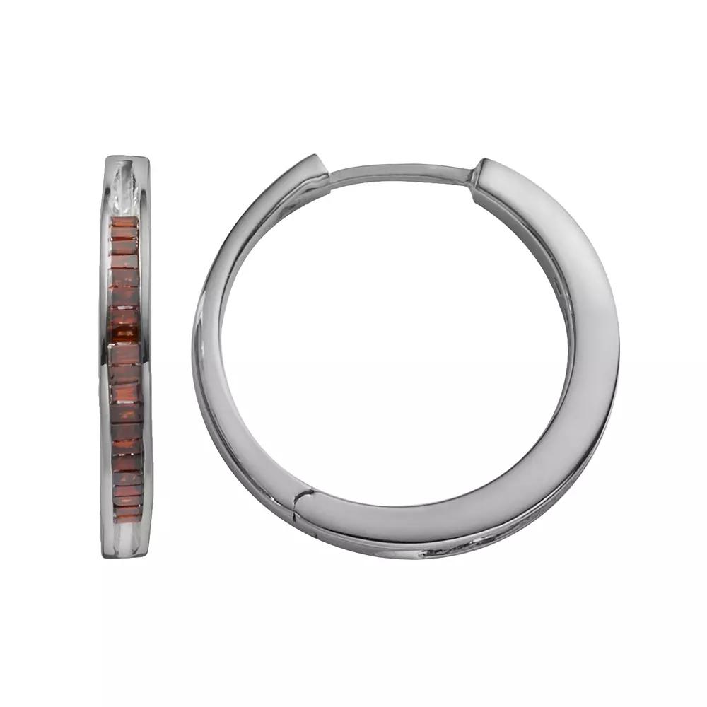 Jewelexcess Sterling Silver 1/4-ct. T.W. Red Diamond Hoop Earrings, Women's Product Image