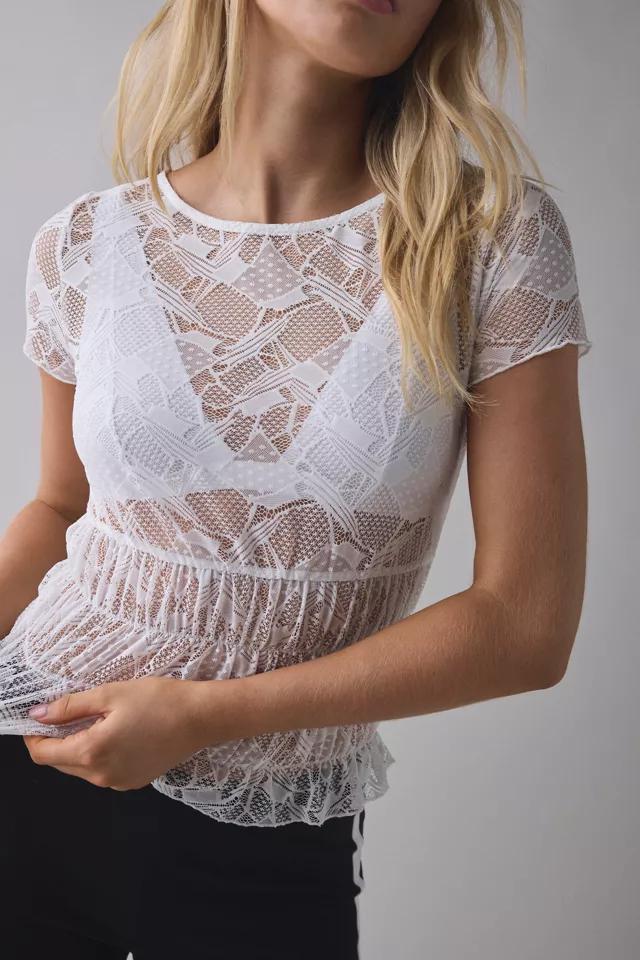 Kimchi Blue Miley Sheer Lace Smocked Crop Top Product Image