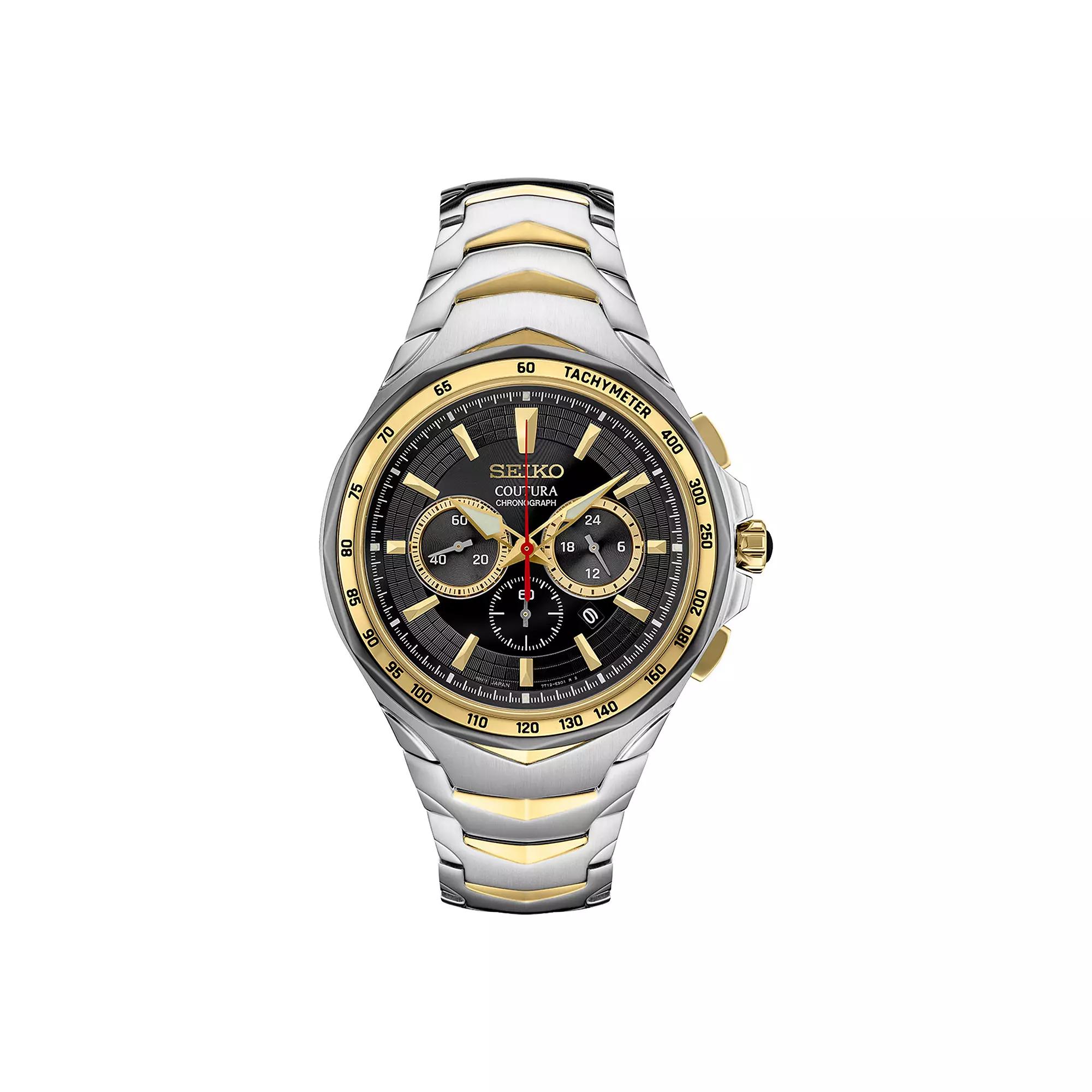 Mens Seiko Coutura Quartz Stainless Steel & Gold-Tone Watch - SRWZ24 Black Product Image