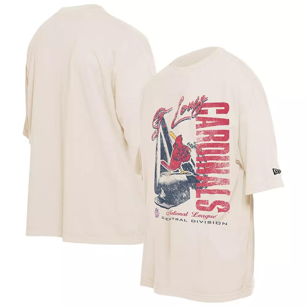 Men's New Era Cream St. Louis Cardinals Cooperstown Collection Oversized Throwback Distressed T-Shirt, Size: 2XL, Beige Product Image