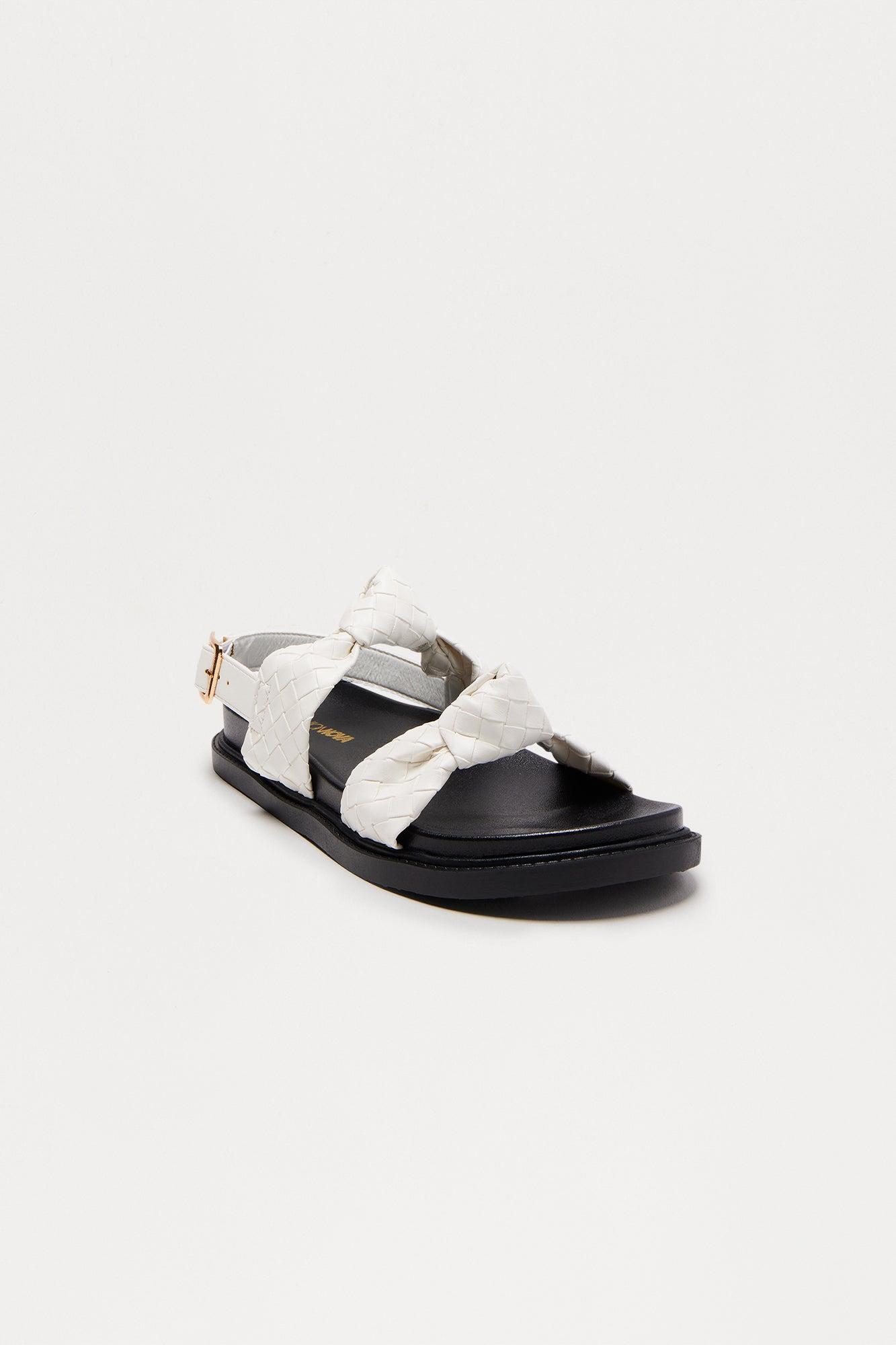Russ Woven Faux Leather Slides - White Female Product Image