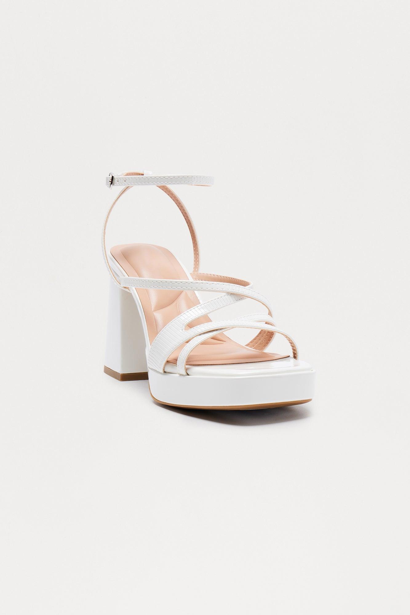Jemmy Ankle Strap Heels - White Female Product Image