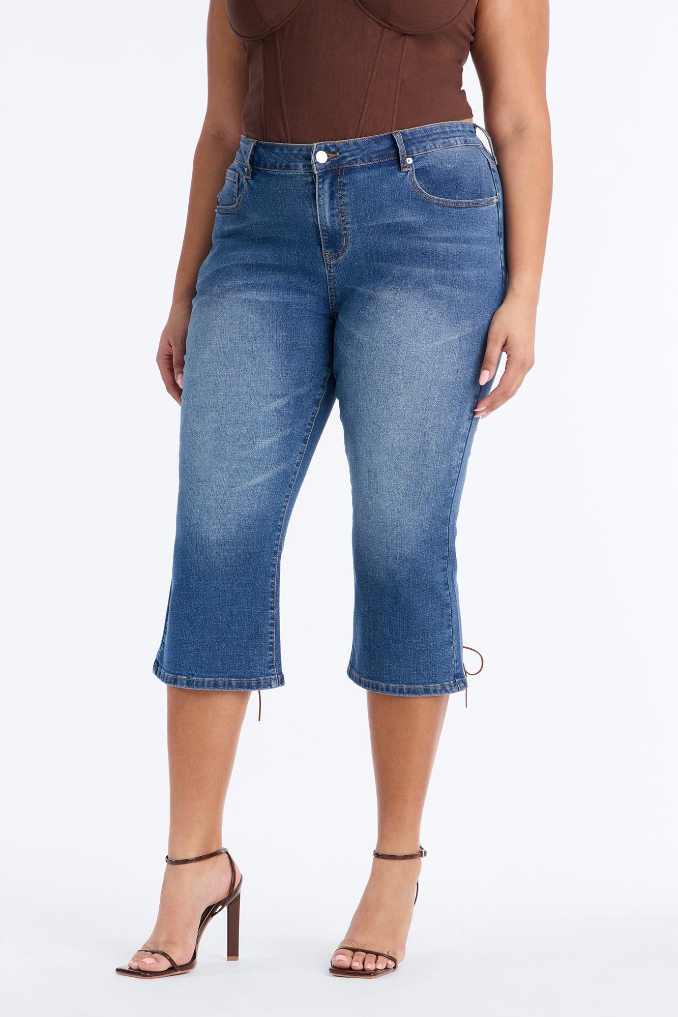 String Me Along Low Rise Capri Jeans - Dark Wash Female Product Image