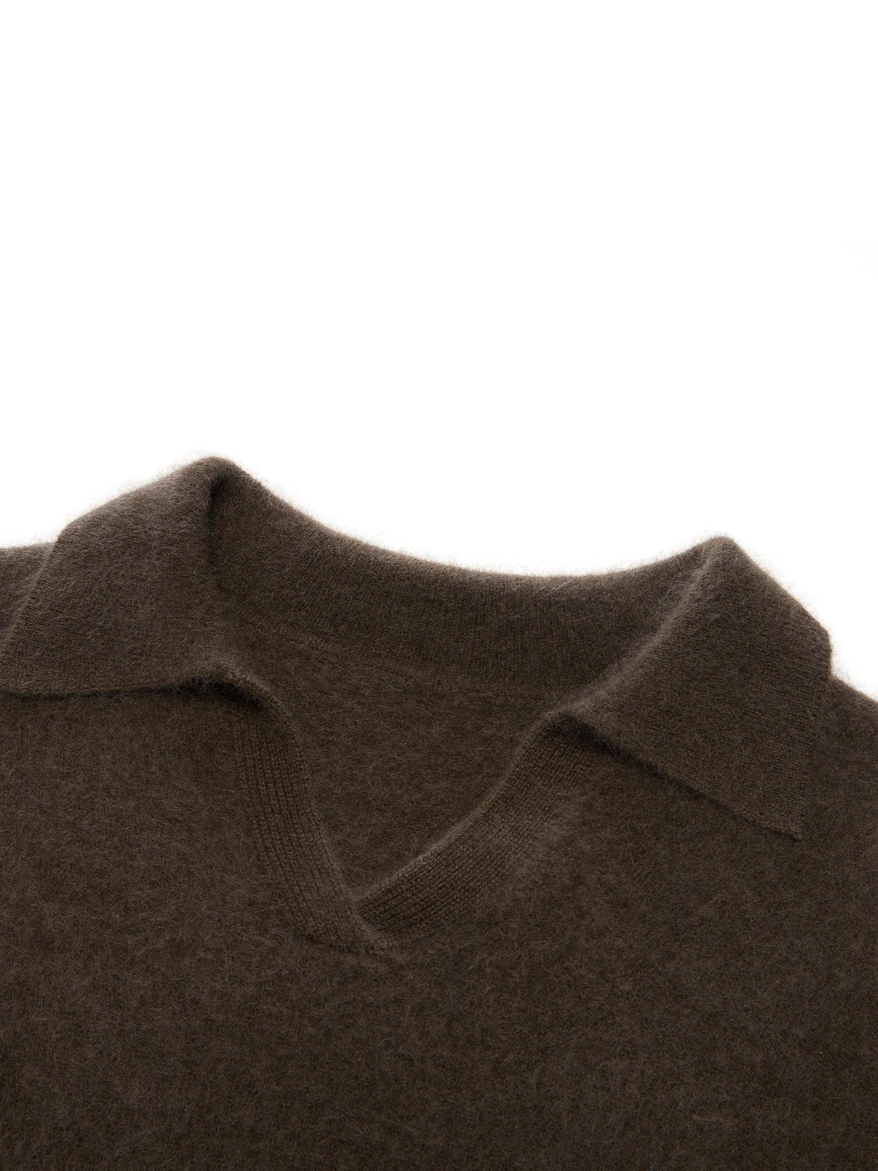 100% Brushed Wool Johnny-Collar Women Sweater Product Image