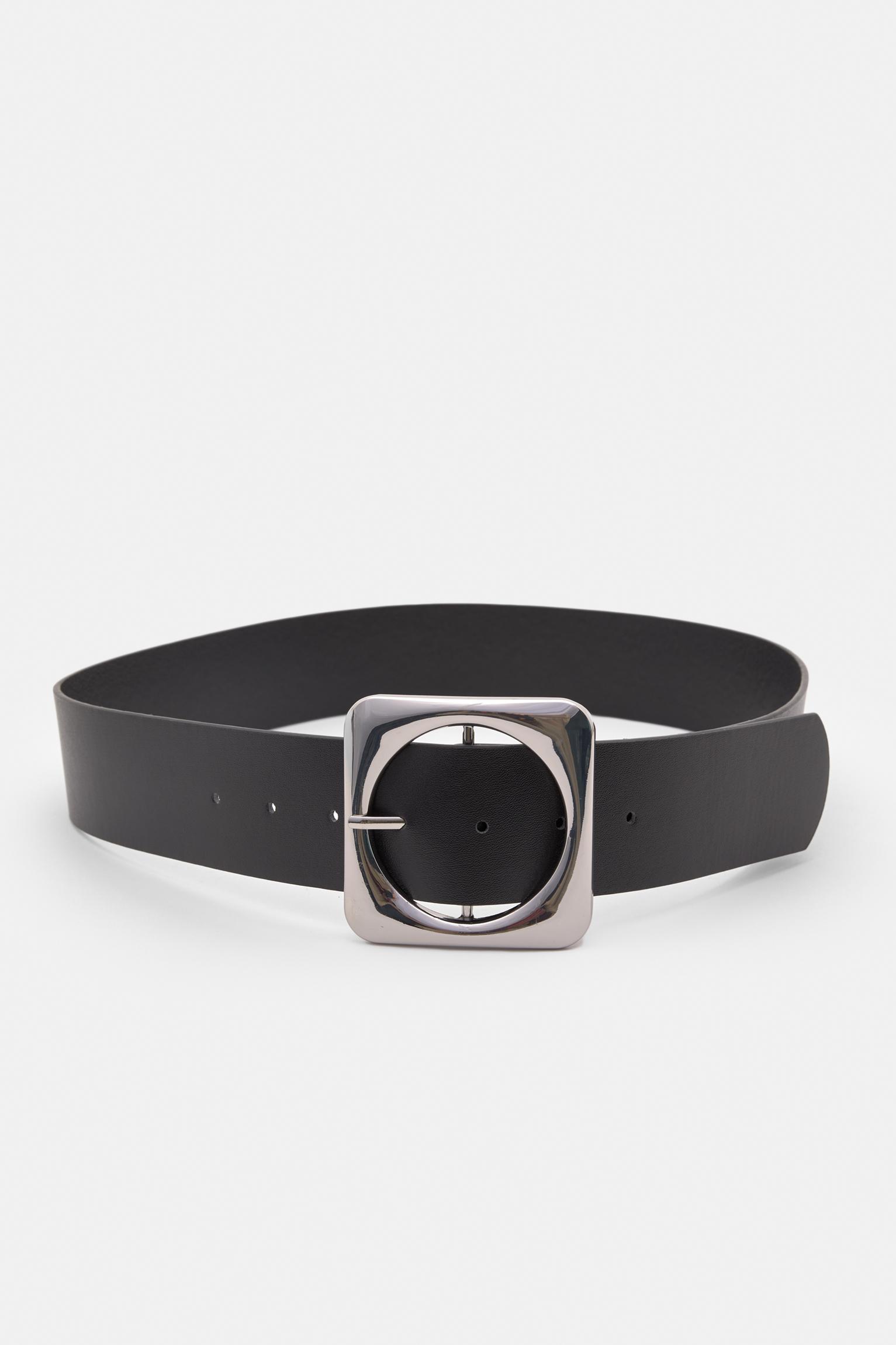 Faux leather belt with a large buckle Product Image