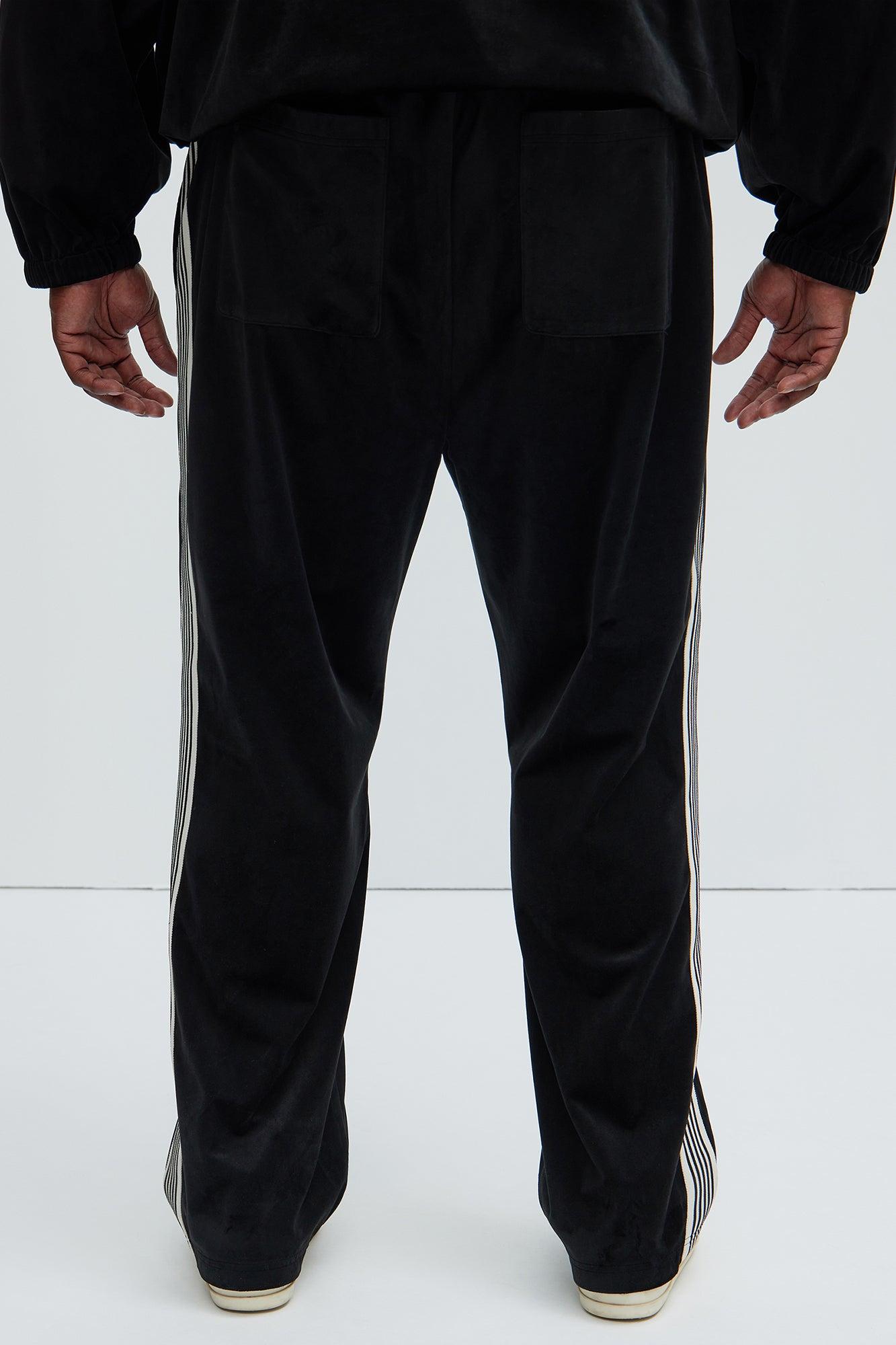 Up N' Down Velvet Track Pants - Black Product Image