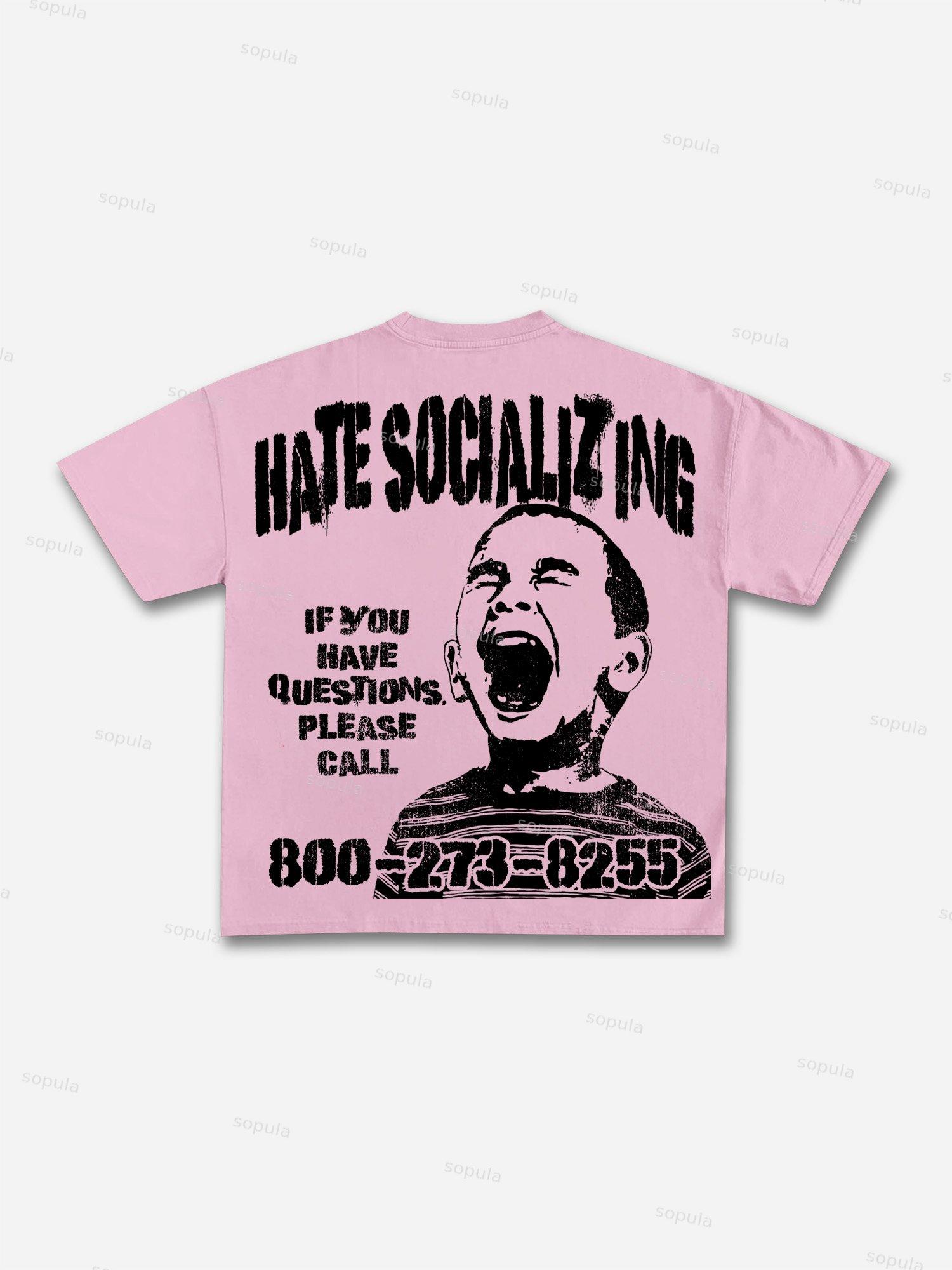 Mental Health Counseling Hate Socializing Vintage Graphic Cotton T-shirt Product Image
